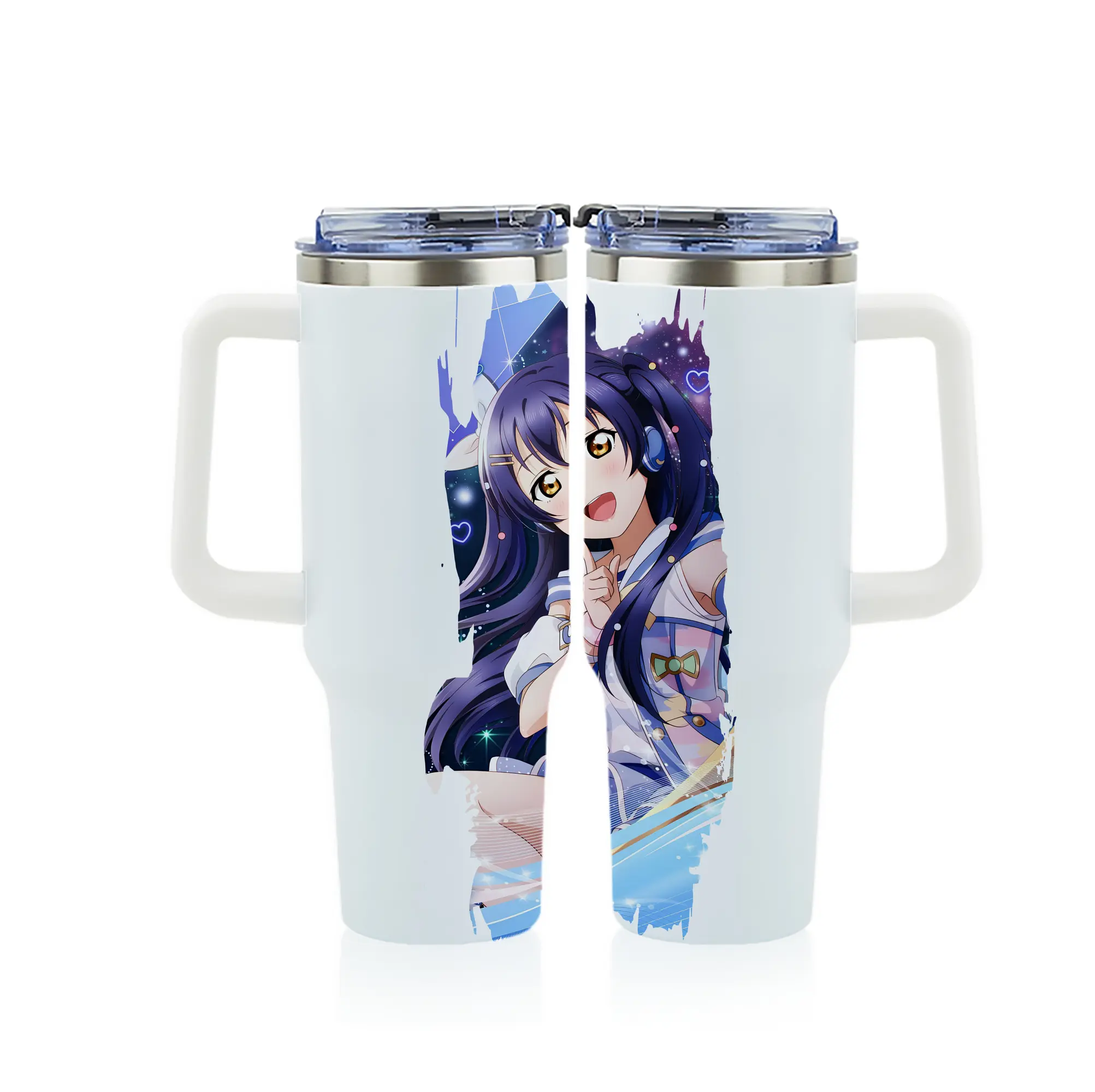 Love Live! グッズ,園田海未 - 1200mL フルプリント車用タンブラー ・ 304ステンレス 内側 ・ 201ステンレス 外側 ・ 保温 保冷 ・ 通勤 ドライブ アウトドア用