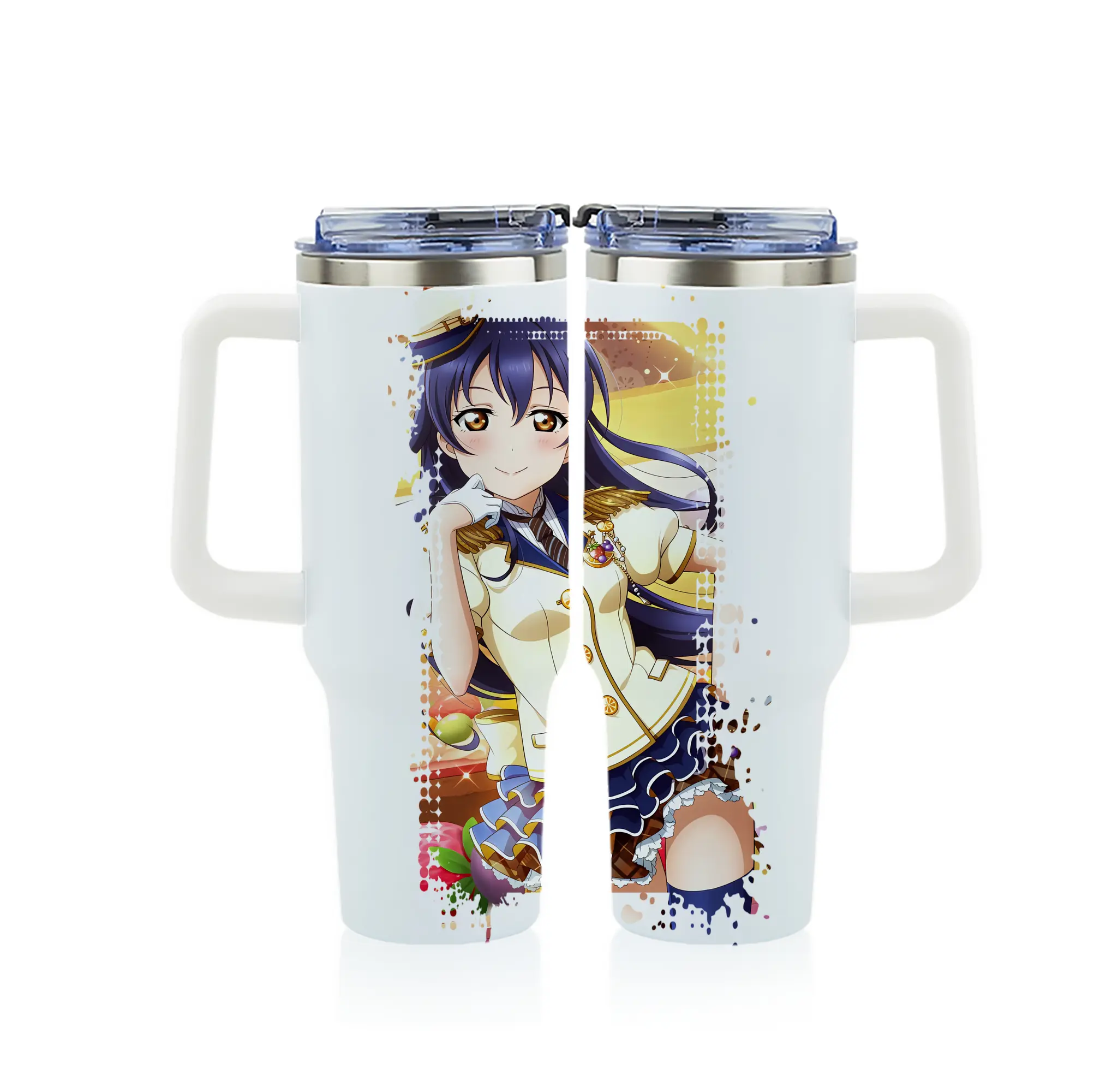 Love Live! グッズ,園田海未 - 1200mL フルプリント車用タンブラー ・ 304ステンレス 内側 ・ 201ステンレス 外側 ・ 保温 保冷 ・ 通勤 ドライブ アウトドア用