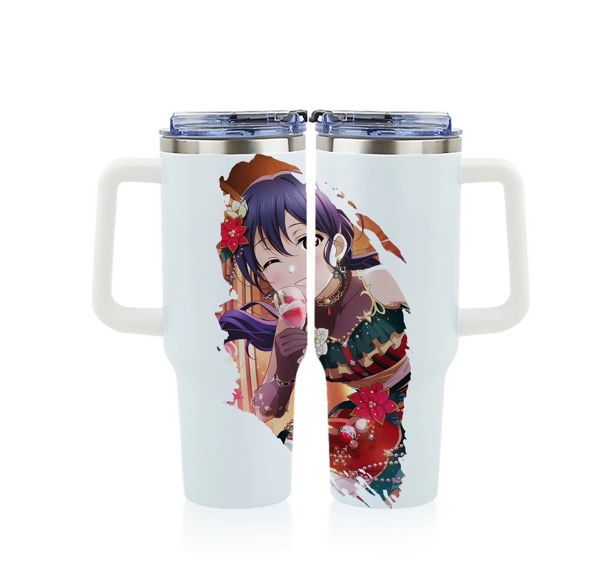 Love Live! グッズ,園田海未 - 1200mL フルプリント車用タンブラー ・ 304ステンレス 内側 ・ 201ステンレス 外側 ・ 保温 保冷 ・ 通勤 ドライブ アウトドア用