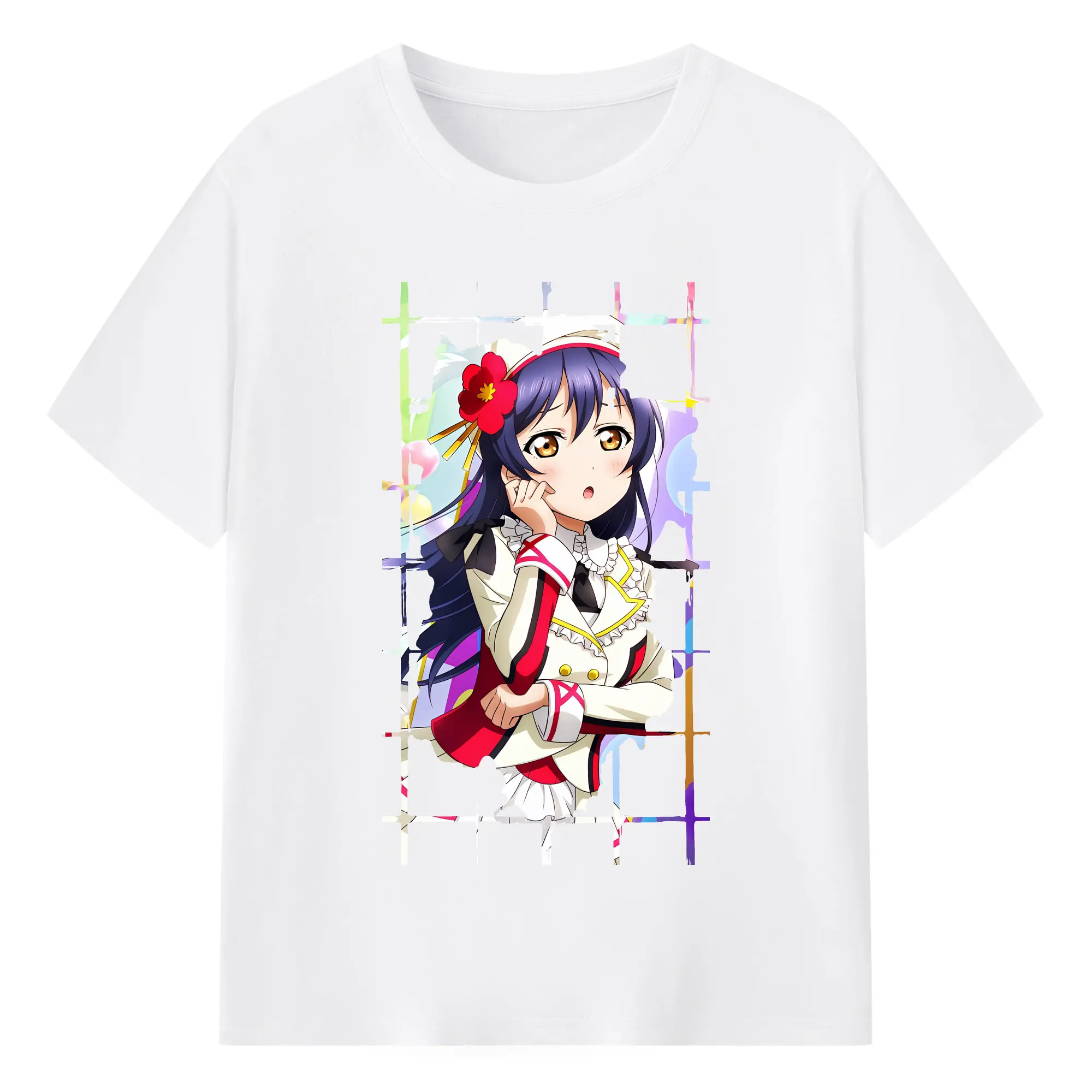 Love Live! グッズ,園田海未 - 綿100％ 半袖Tシャツ ・ フロントプリント ・ 快適 通気性 ・ 日常使い 散歩 スポーツ用