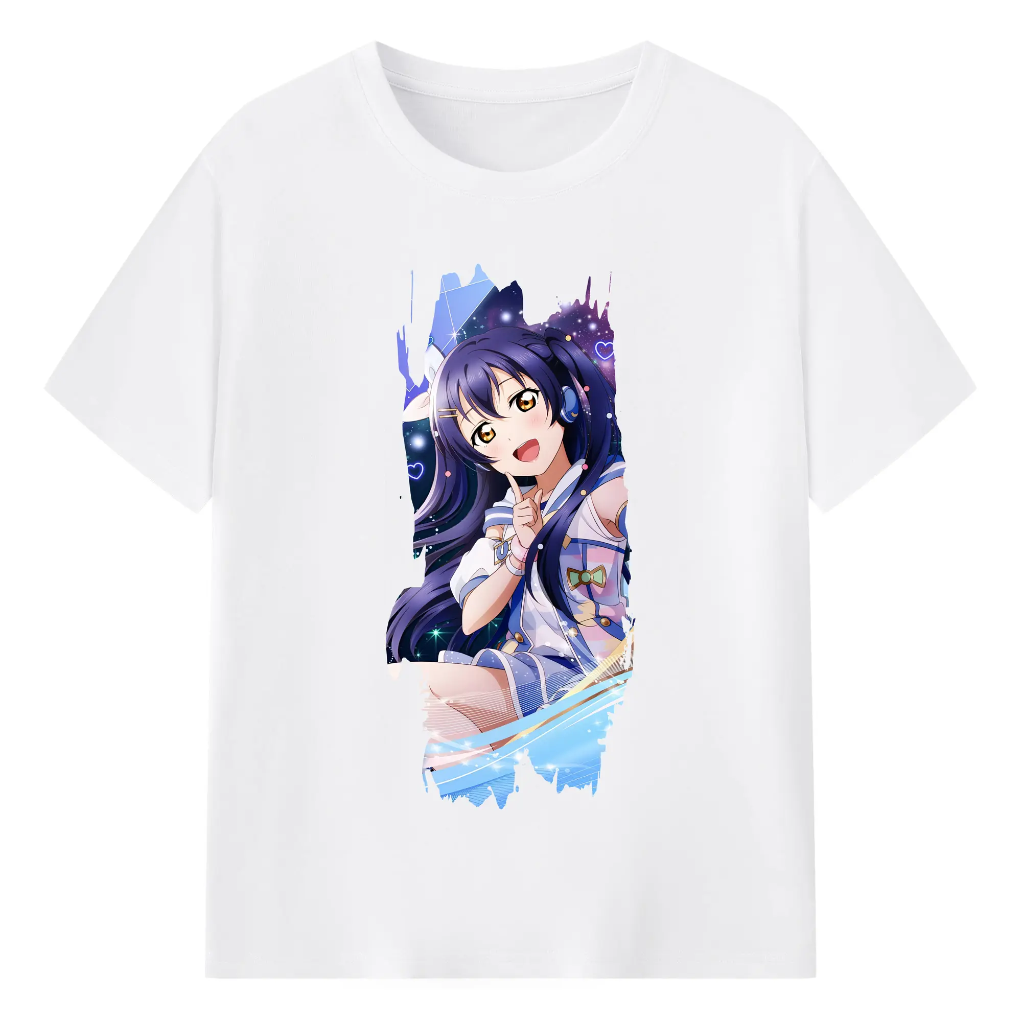 Love Live! グッズ,園田海未 - 綿100％ 半袖Tシャツ ・ フロントプリント ・ 快適 通気性 ・ 日常使い 散歩 スポーツ用