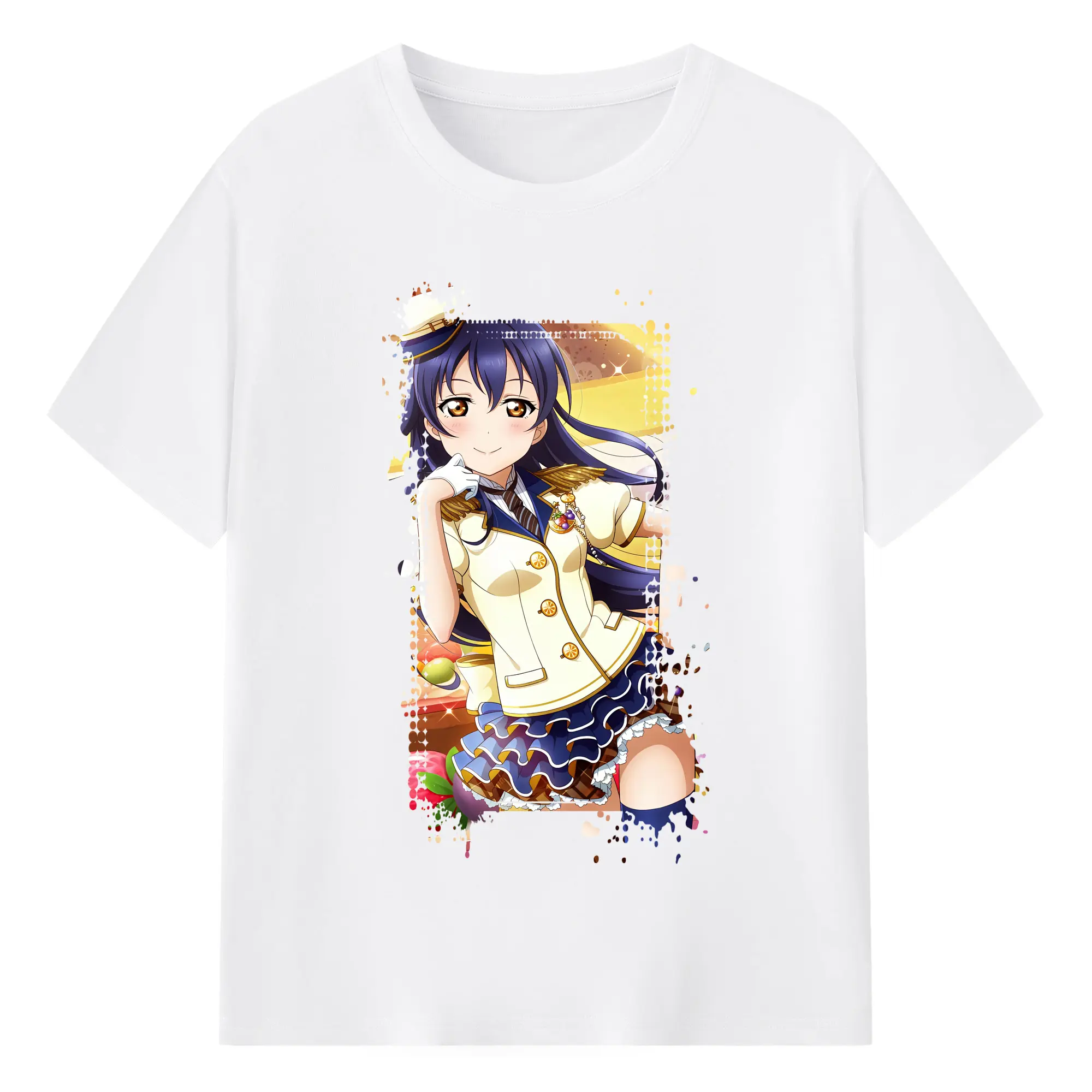 Love Live! グッズ,園田海未 - 綿100％ 半袖Tシャツ ・ フロントプリント ・ 快適 通気性 ・ 日常使い 散歩 スポーツ用