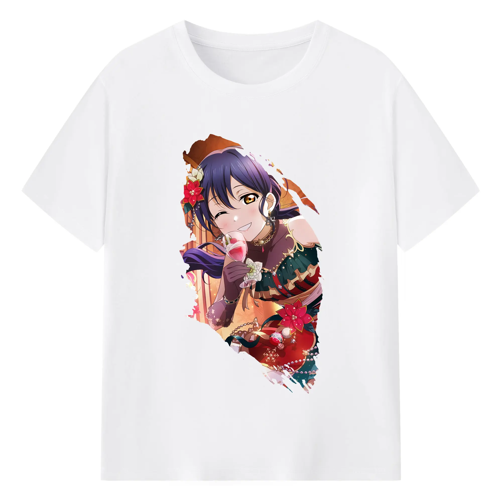 Love Live! グッズ,園田海未 - 綿100％ 半袖Tシャツ ・ フロントプリント ・ 快適 通気性 ・ 日常使い 散歩 スポーツ用