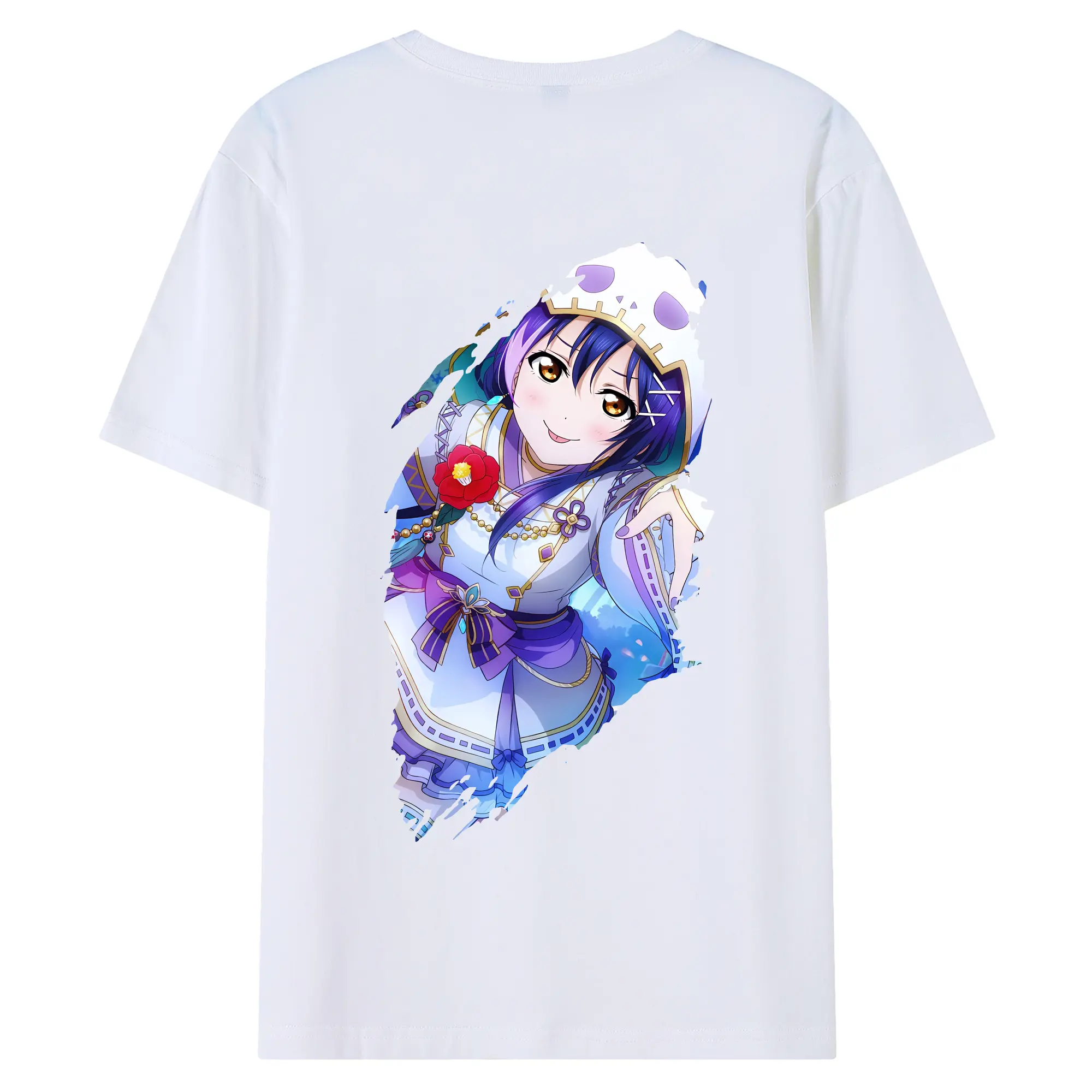 Love Live! グッズ,園田海未 - 綿100％ 半袖Tシャツ ・ バックプリント ・ 快適 通気性 ・ 日常使い 散歩 スポーツ用