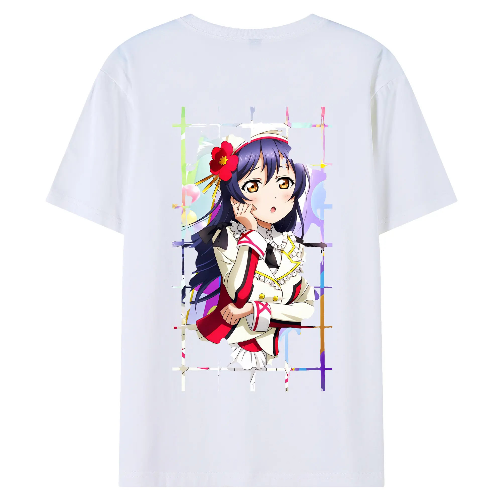 Love Live! グッズ,園田海未 - 綿100％ 半袖Tシャツ ・ バックプリント ・ 快適 通気性 ・ 日常使い 散歩 スポーツ用
