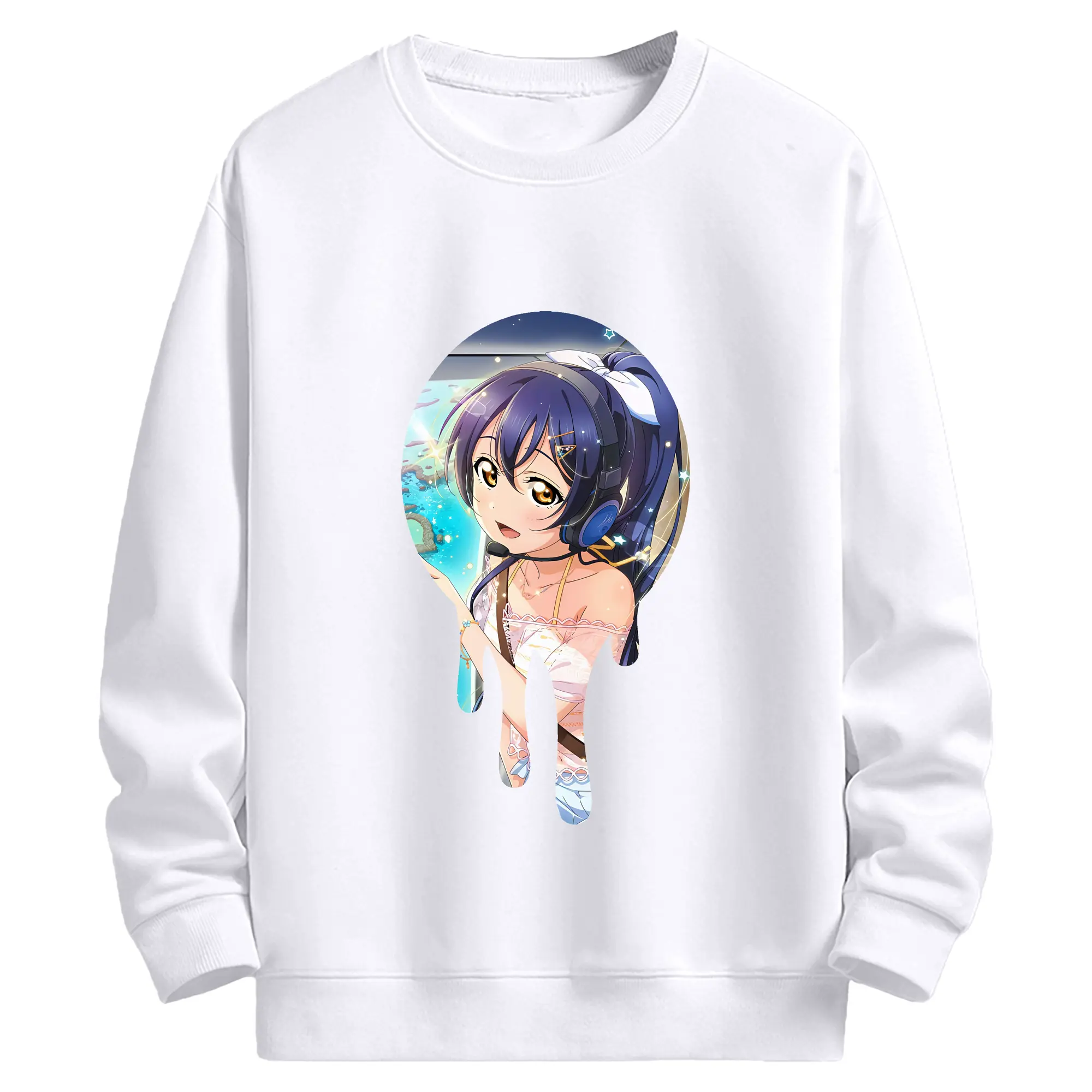 Love Live! グッズ,園田海未 - 高品質 クルーネック スウェット ・ コットン59％ ポリエステル41％ ・ ユニセックス 長袖 トレーナー ・ カジュアル デイリー スポーツ 散歩用