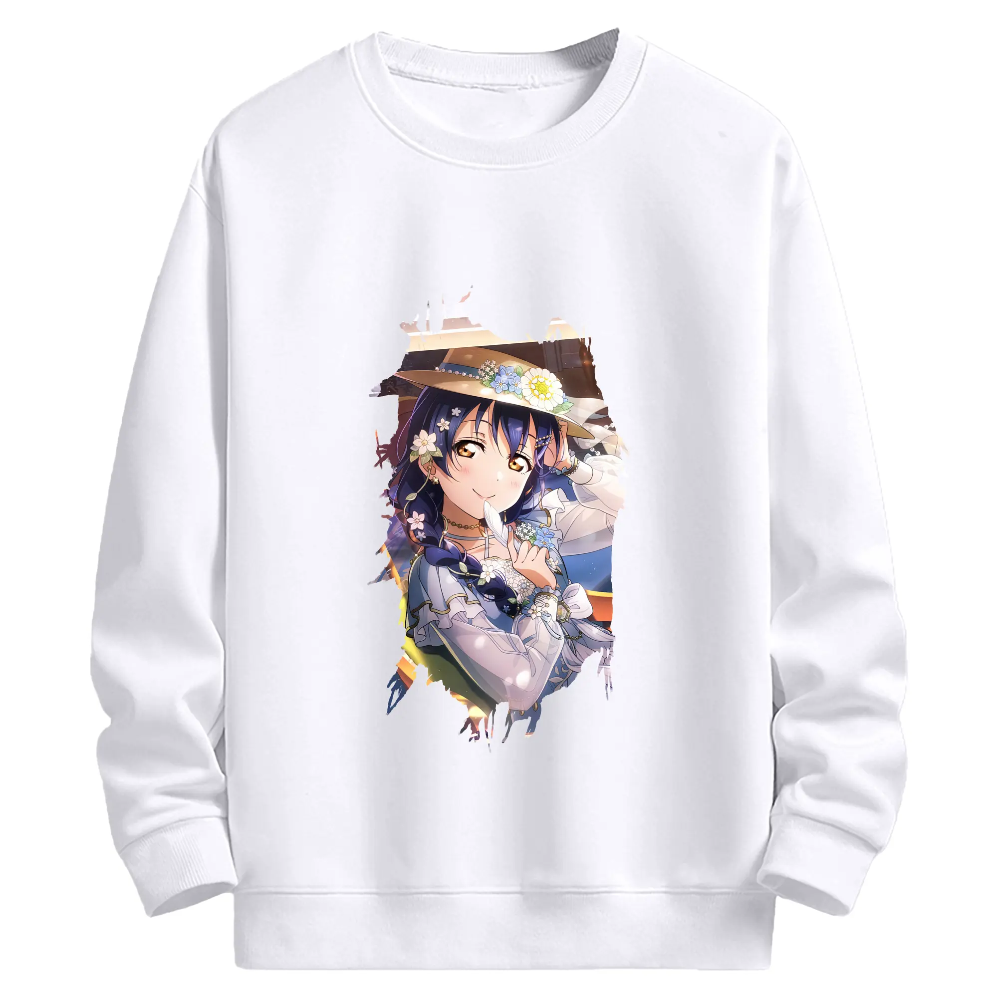 Love Live! グッズ,園田海未 - 高品質 クルーネック スウェット ・ コットン59％ ポリエステル41％ ・ ユニセックス 長袖 トレーナー ・ カジュアル デイリー スポーツ 散歩用