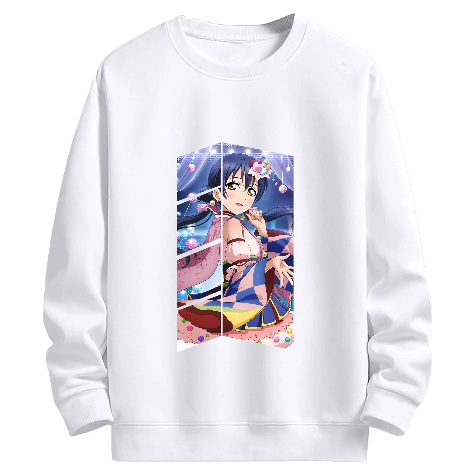 Love Live! グッズ,園田海未 - 高品質 クルーネック スウェット ・ コットン59％ ポリエステル41％ ・ ユニセックス 長袖 トレーナー ・ カジュアル デイリー スポーツ 散歩用