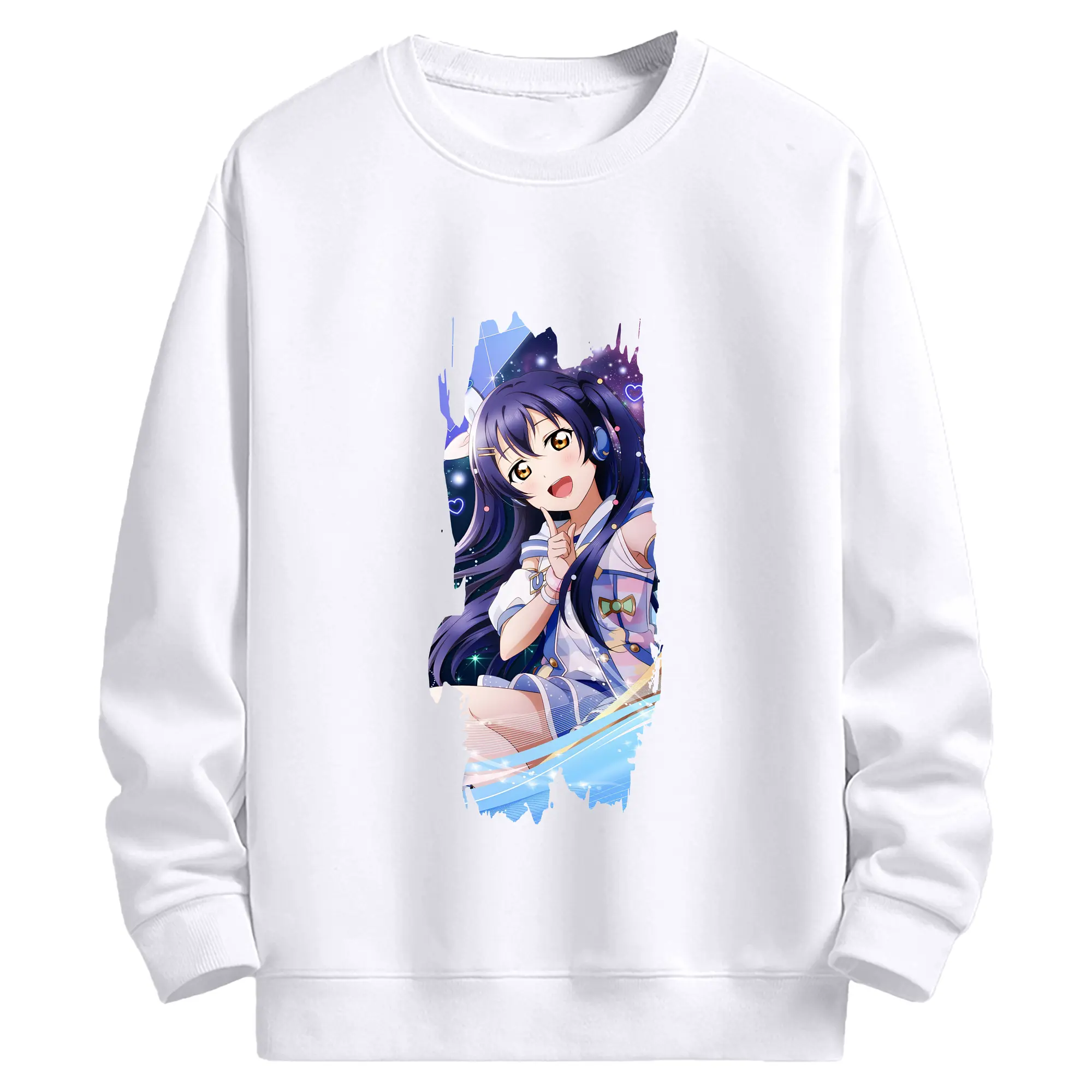 Love Live! グッズ,園田海未 - 高品質 クルーネック スウェット ・ コットン59％ ポリエステル41％ ・ ユニセックス 長袖 トレーナー ・ カジュアル デイリー スポーツ 散歩用