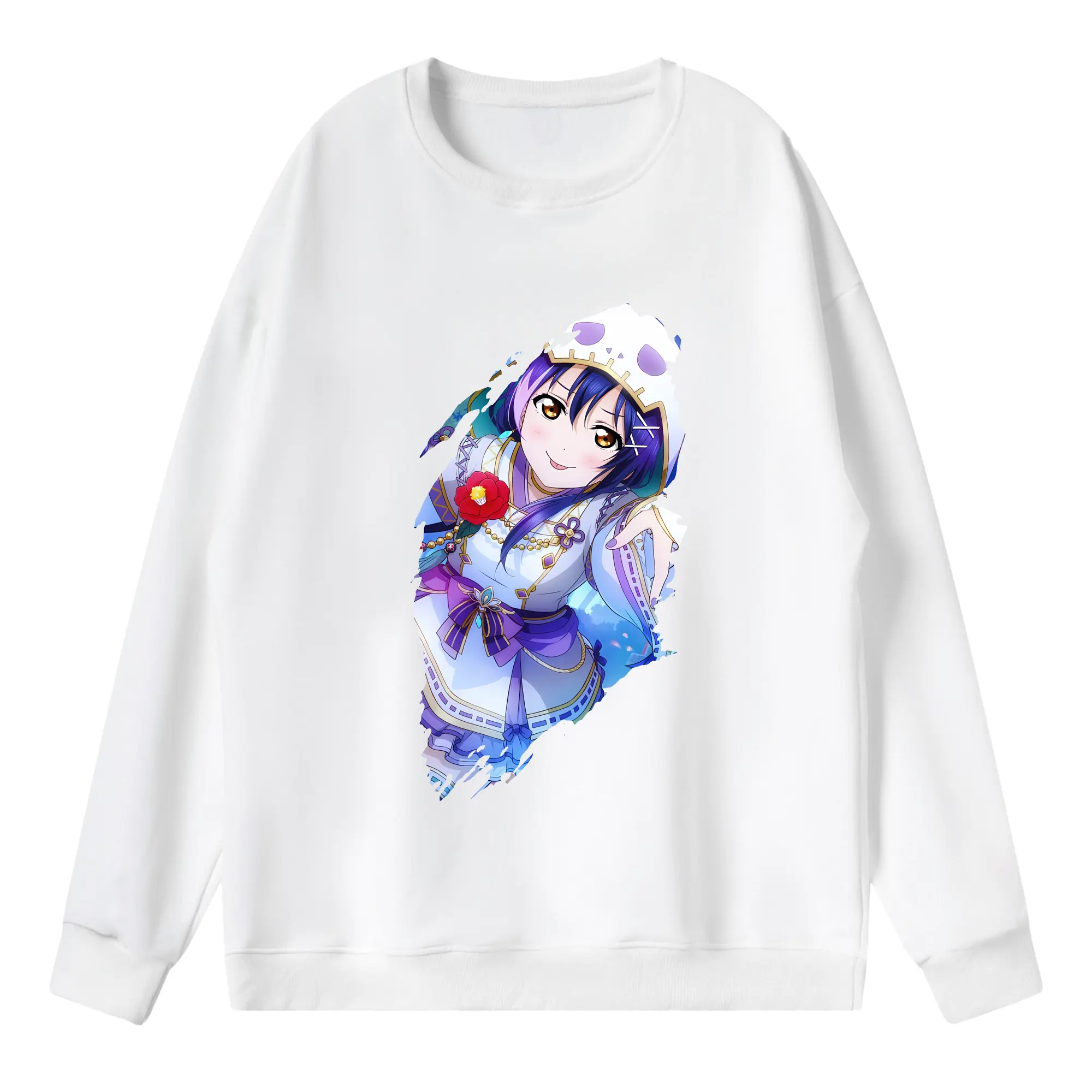 Love Live! グッズ,園田海未 - 薄手 クルーネック スウェット 裏毛260g · ポリエステル 春秋向け カジュアル 男女兼用 · トレーナー デイリー スポーツ 散歩に最適