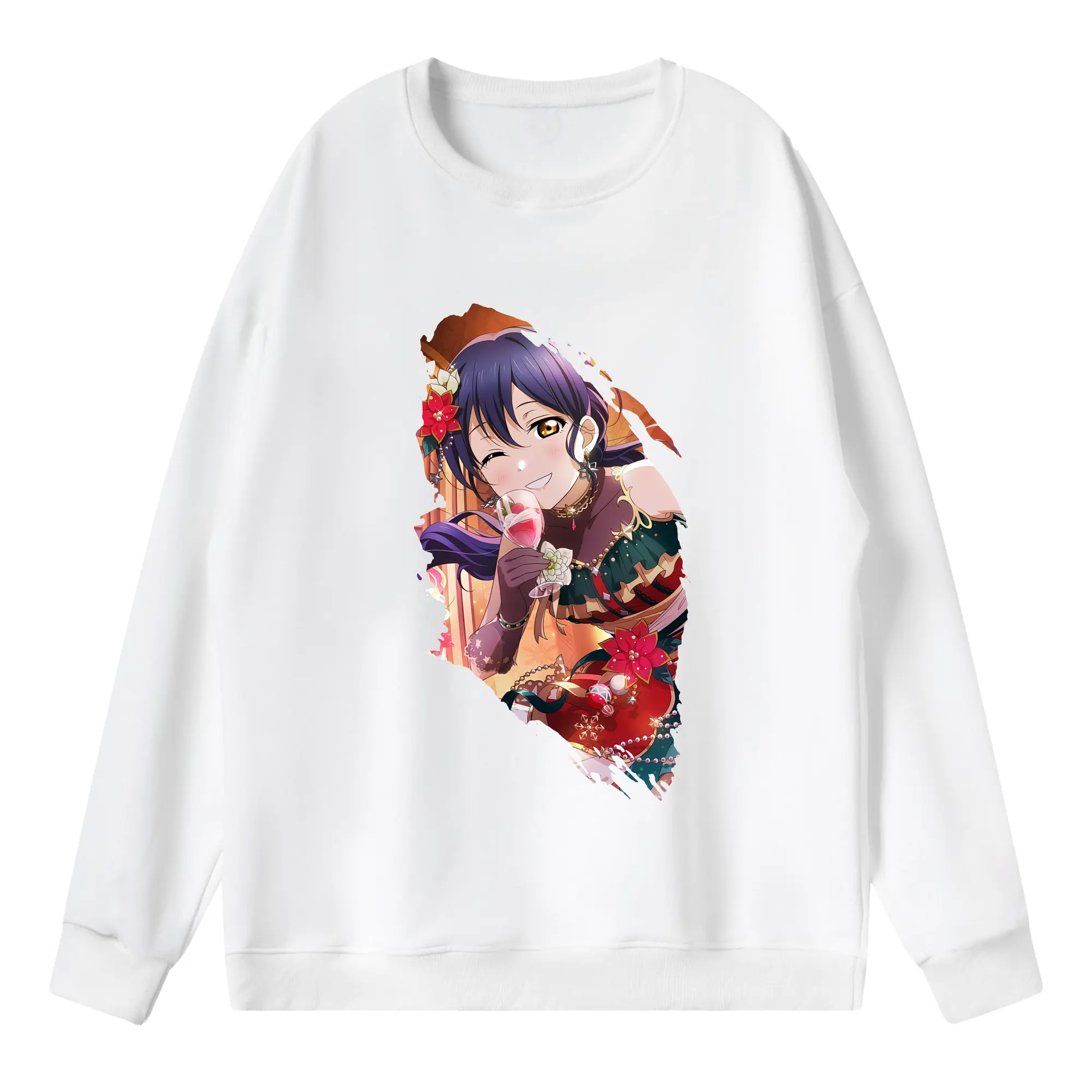 Love Live! グッズ,園田海未 - 薄手 クルーネック スウェット 裏毛260g · ポリエステル 春秋向け カジュアル 男女兼用 · トレーナー デイリー スポーツ 散歩に最適