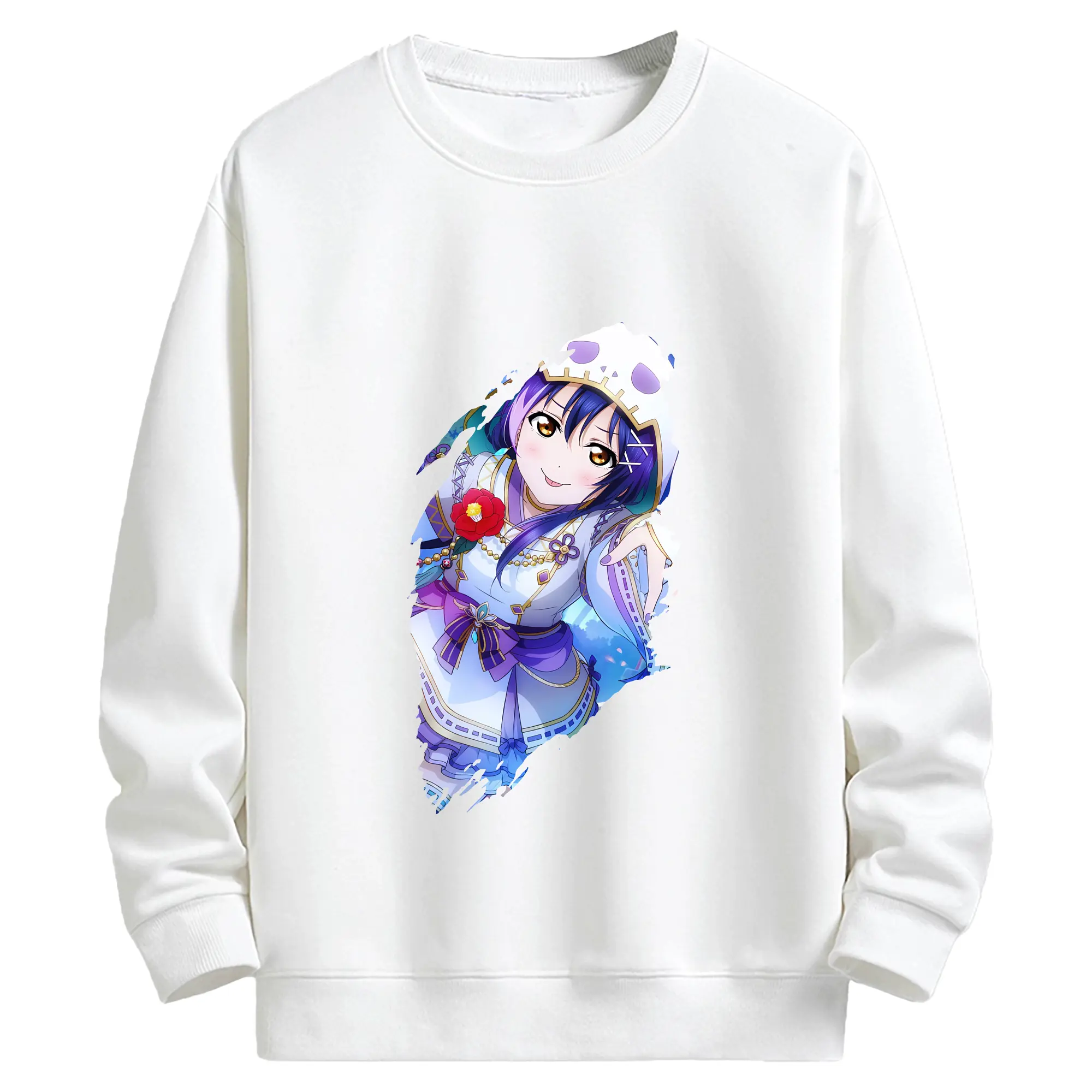 Love Live! グッズ,園田海未 - キッズ クルーネックスウェットシャツ ・ フロントプリント ・ 綿80％ ポリエステル20％ ・ 快適 通学 スポーツ 日常使い お散歩用