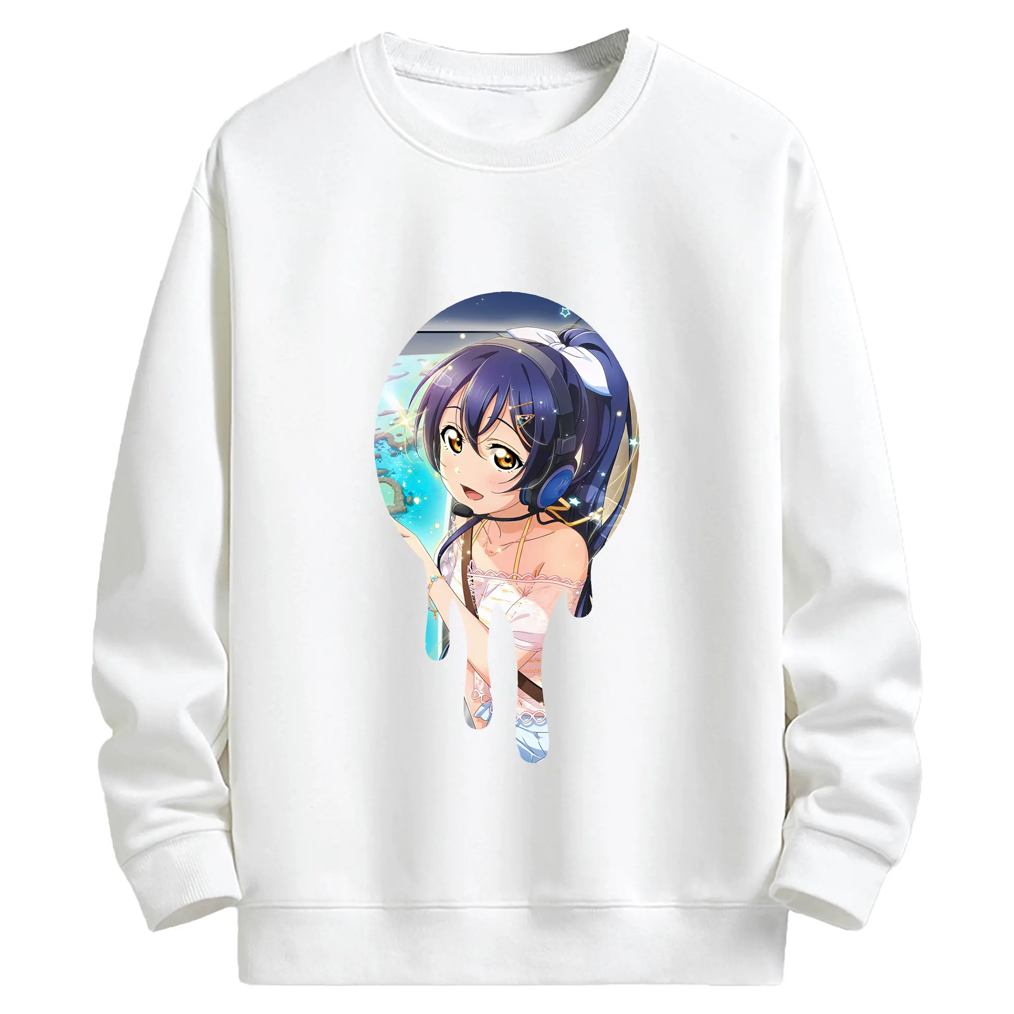 Love Live! グッズ,園田海未 - キッズ クルーネックスウェットシャツ ・ フロントプリント ・ 綿80％ ポリエステル20％ ・ 快適 通学 スポーツ 日常使い お散歩用