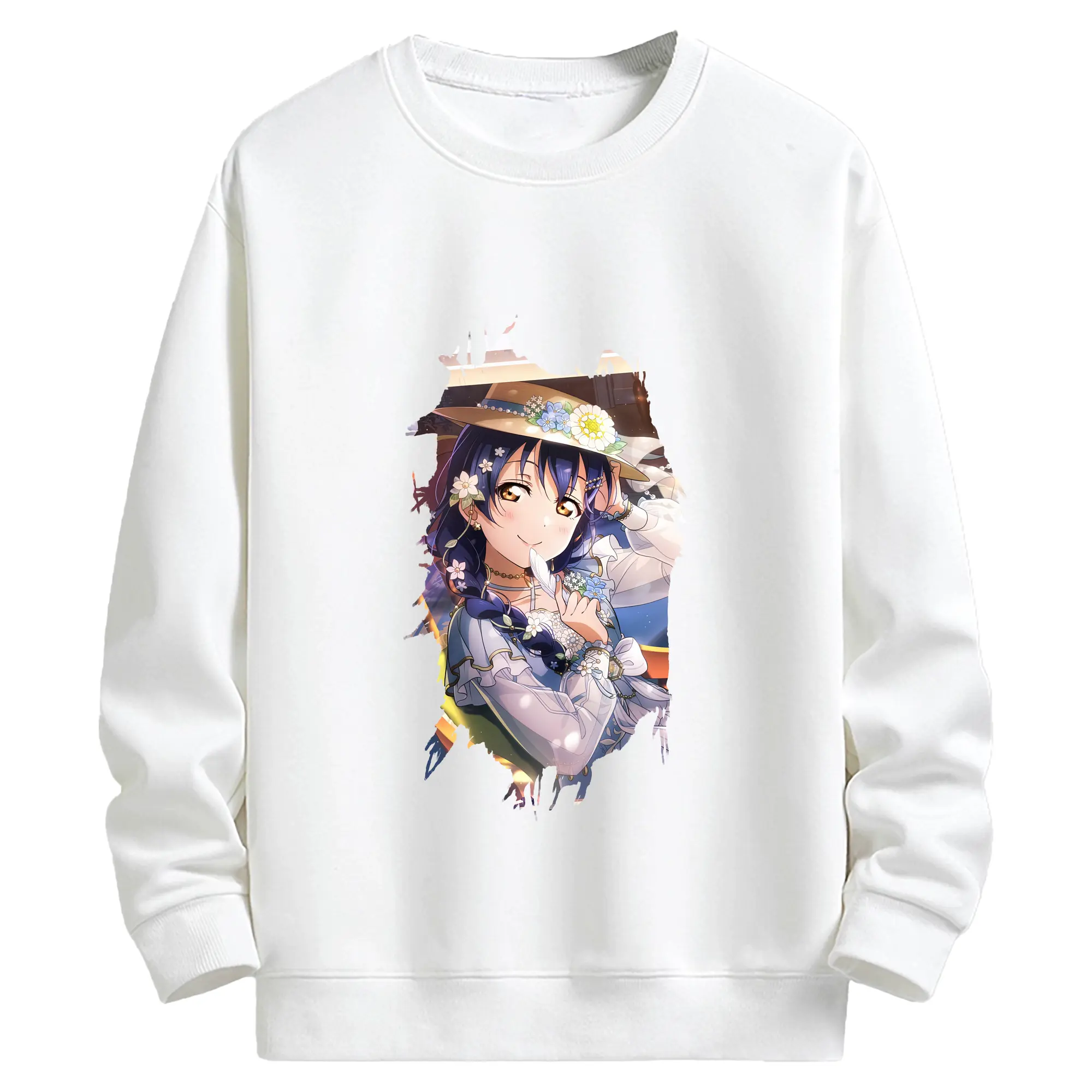 Love Live! グッズ,園田海未 - キッズ クルーネックスウェットシャツ ・ フロントプリント ・ 綿80％ ポリエステル20％ ・ 快適 通学 スポーツ 日常使い お散歩用