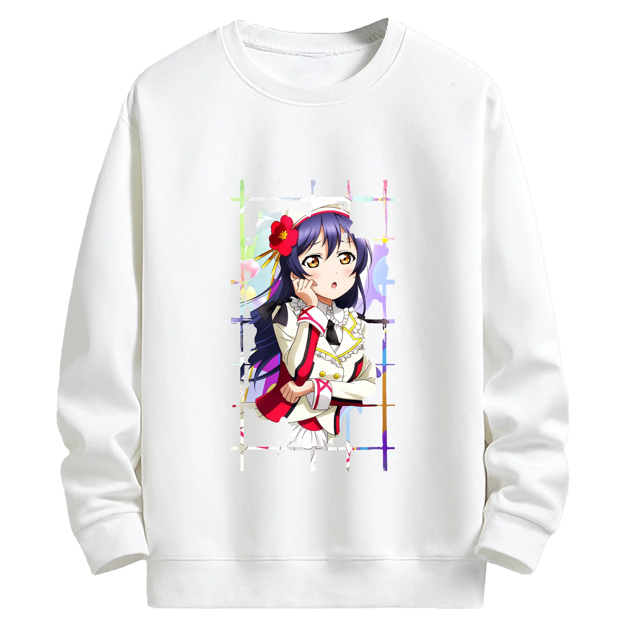 Love Live! グッズ,園田海未 - キッズ クルーネックスウェットシャツ ・ フロントプリント ・ 綿80％ ポリエステル20％ ・ 快適 通学 スポーツ 日常使い お散歩用
