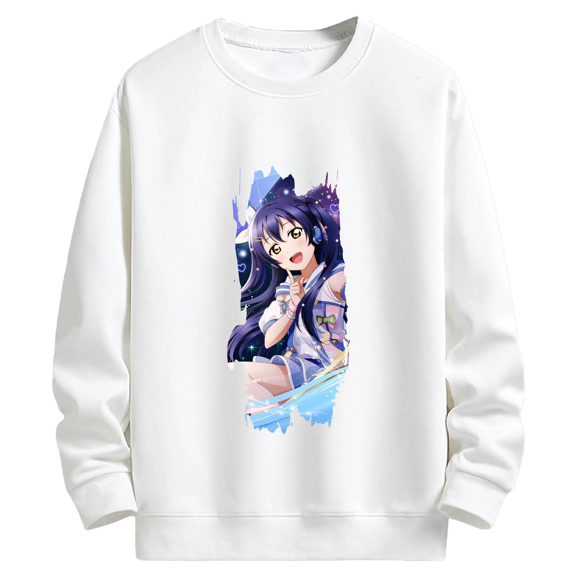 Love Live! グッズ,園田海未 - キッズ クルーネックスウェットシャツ ・ フロントプリント ・ 綿80％ ポリエステル20％ ・ 快適 通学 スポーツ 日常使い お散歩用