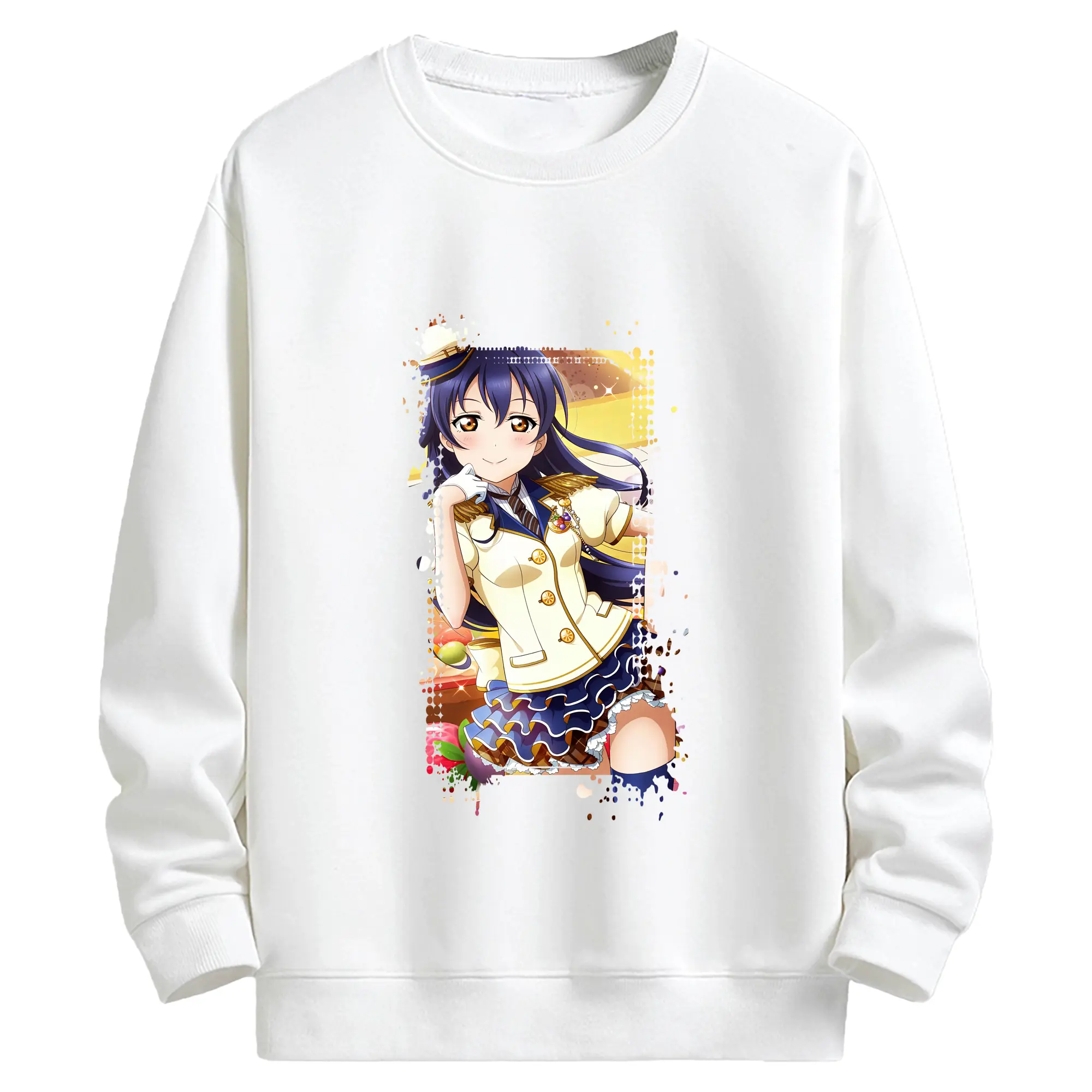 Love Live! グッズ,園田海未 - キッズ クルーネックスウェットシャツ ・ フロントプリント ・ 綿80％ ポリエステル20％ ・ 快適 通学 スポーツ 日常使い お散歩用