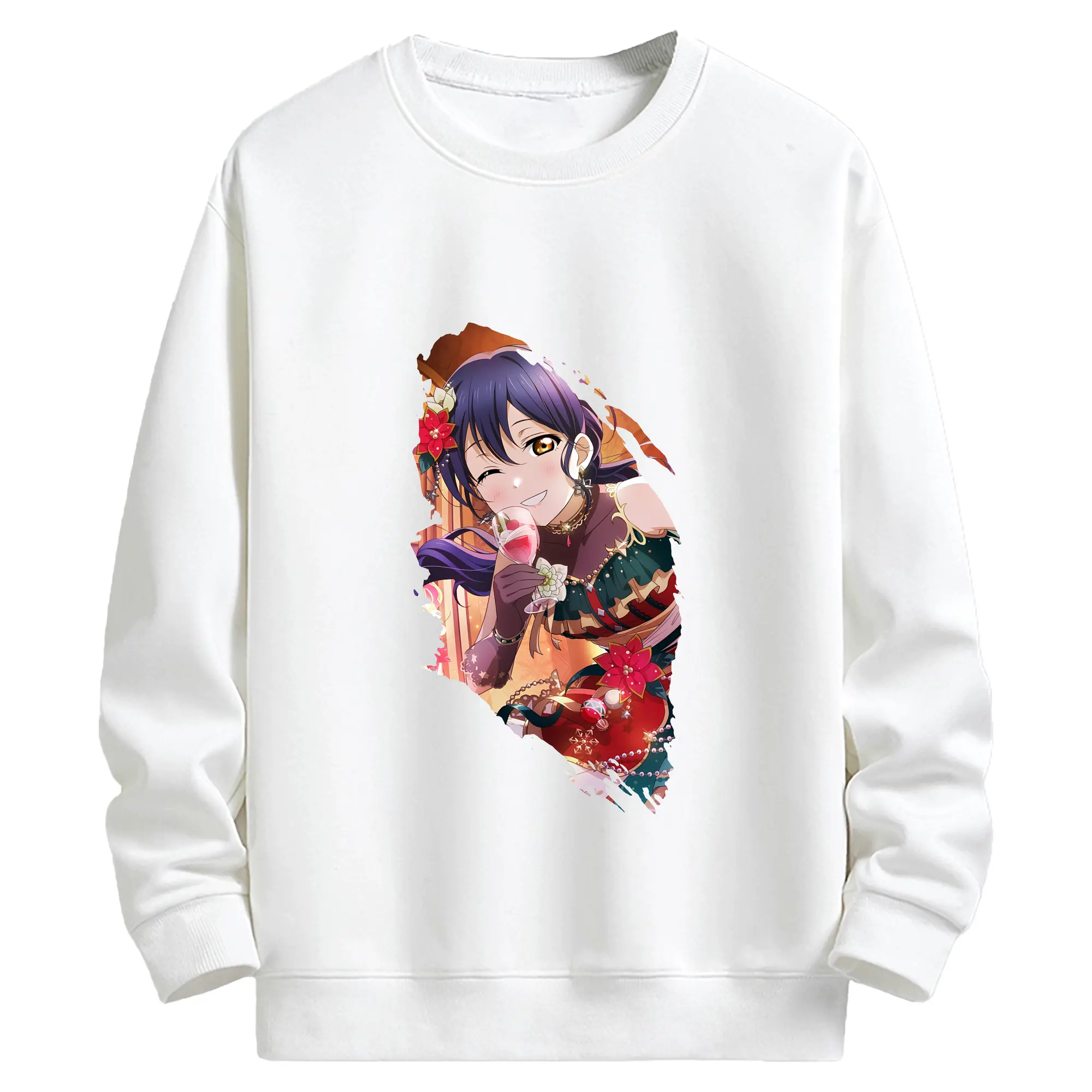 Love Live! グッズ,園田海未 - キッズ クルーネックスウェットシャツ ・ フロントプリント ・ 綿80％ ポリエステル20％ ・ 快適 通学 スポーツ 日常使い お散歩用