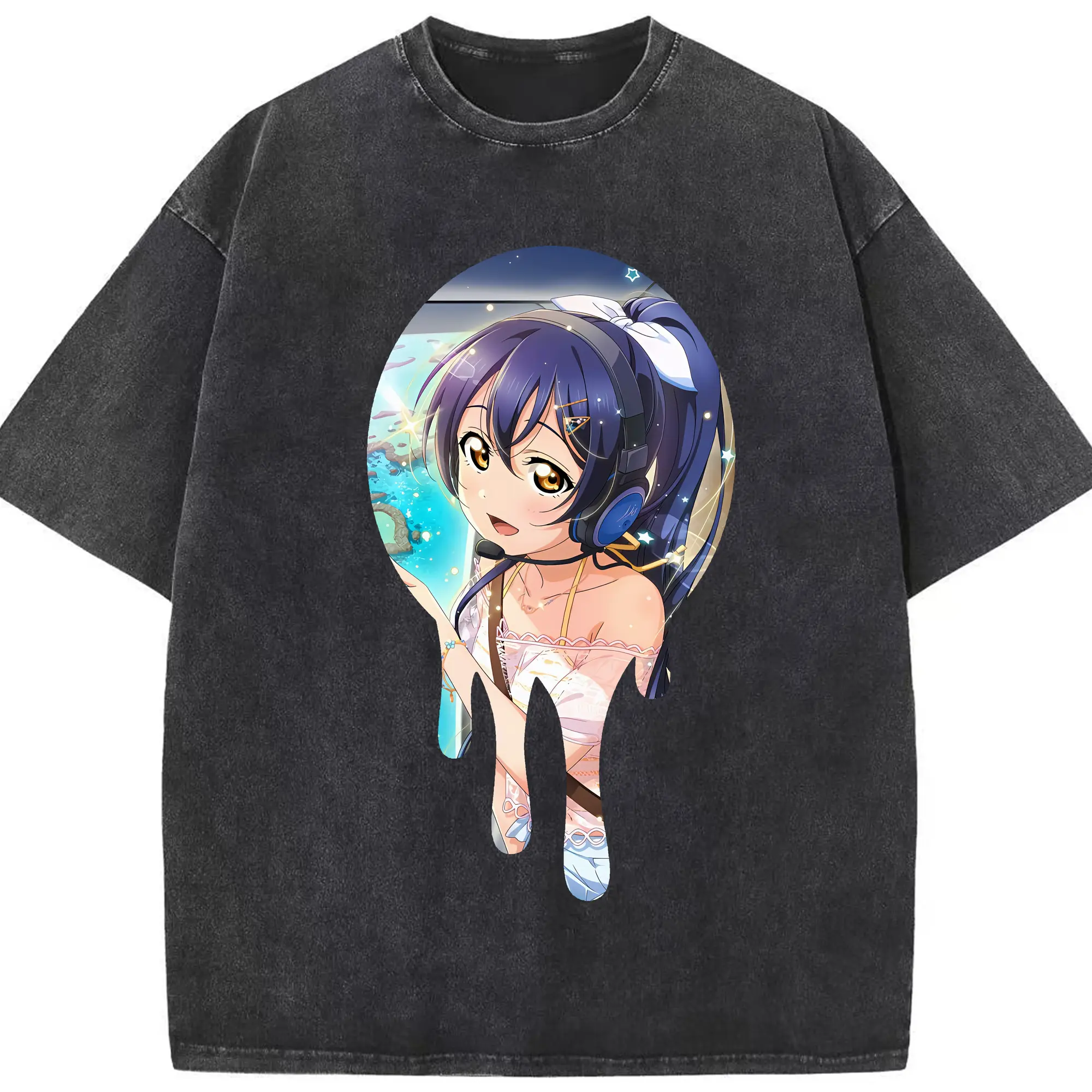 Love Live! グッズ,園田海未 - 綿100％ ヴィンテージ風 半袖Tシャツ ・ フロントプリント ・ 柔らか肌触り ・ 通気性 快適 ・ スポーツ カジュアル 外出用
