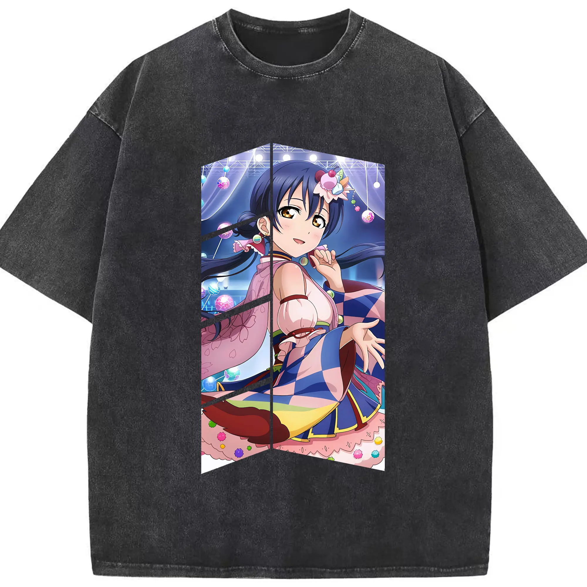 Love Live! グッズ,園田海未 - 綿100％ ヴィンテージ風 半袖Tシャツ ・ フロントプリント ・ 柔らか肌触り ・ 通気性 快適 ・ スポーツ カジュアル 外出用