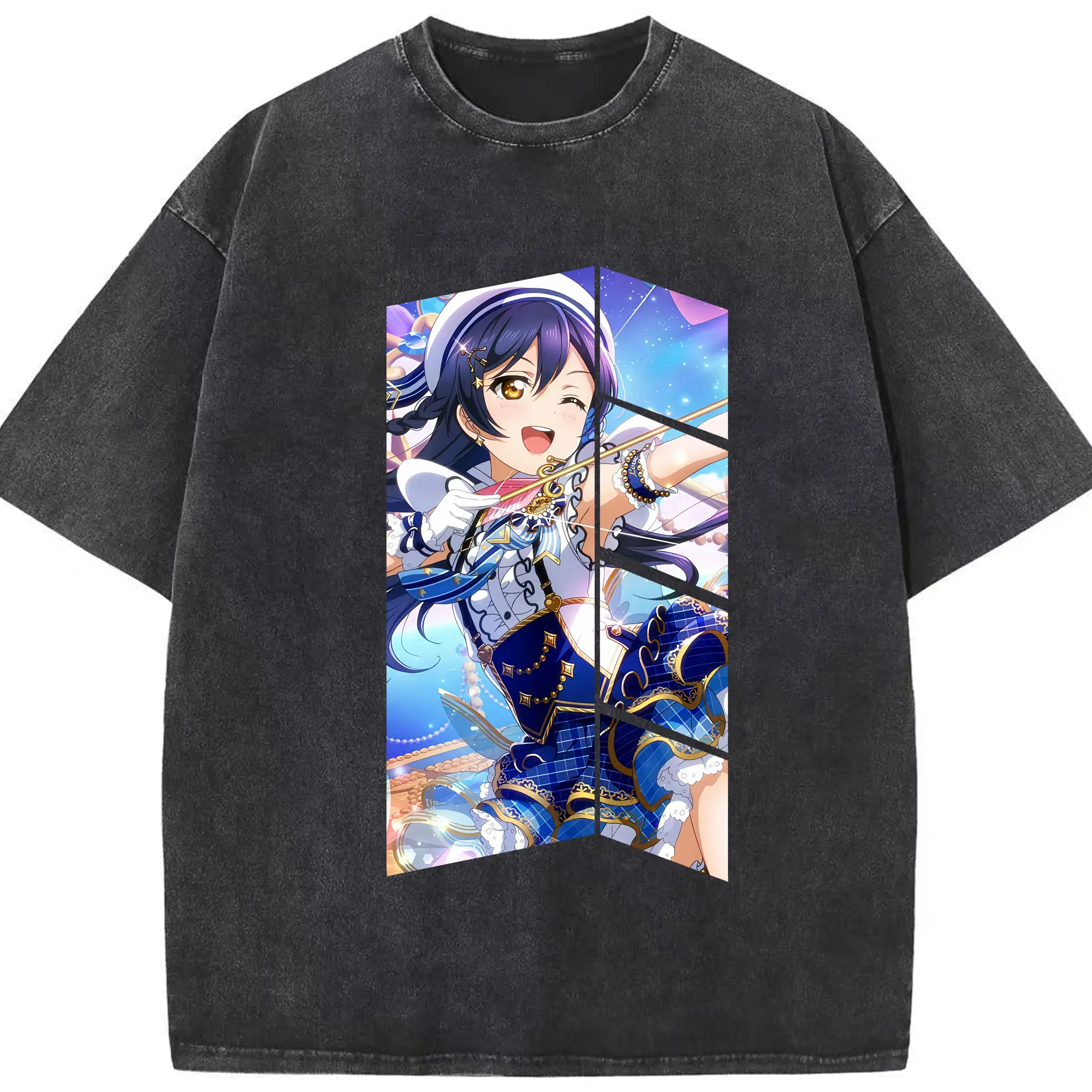 Love Live! グッズ,園田海未 - 綿100％ ヴィンテージ風 半袖Tシャツ ・ フロントプリント ・ 柔らか肌触り ・ 通気性 快適 ・ スポーツ カジュアル 外出用