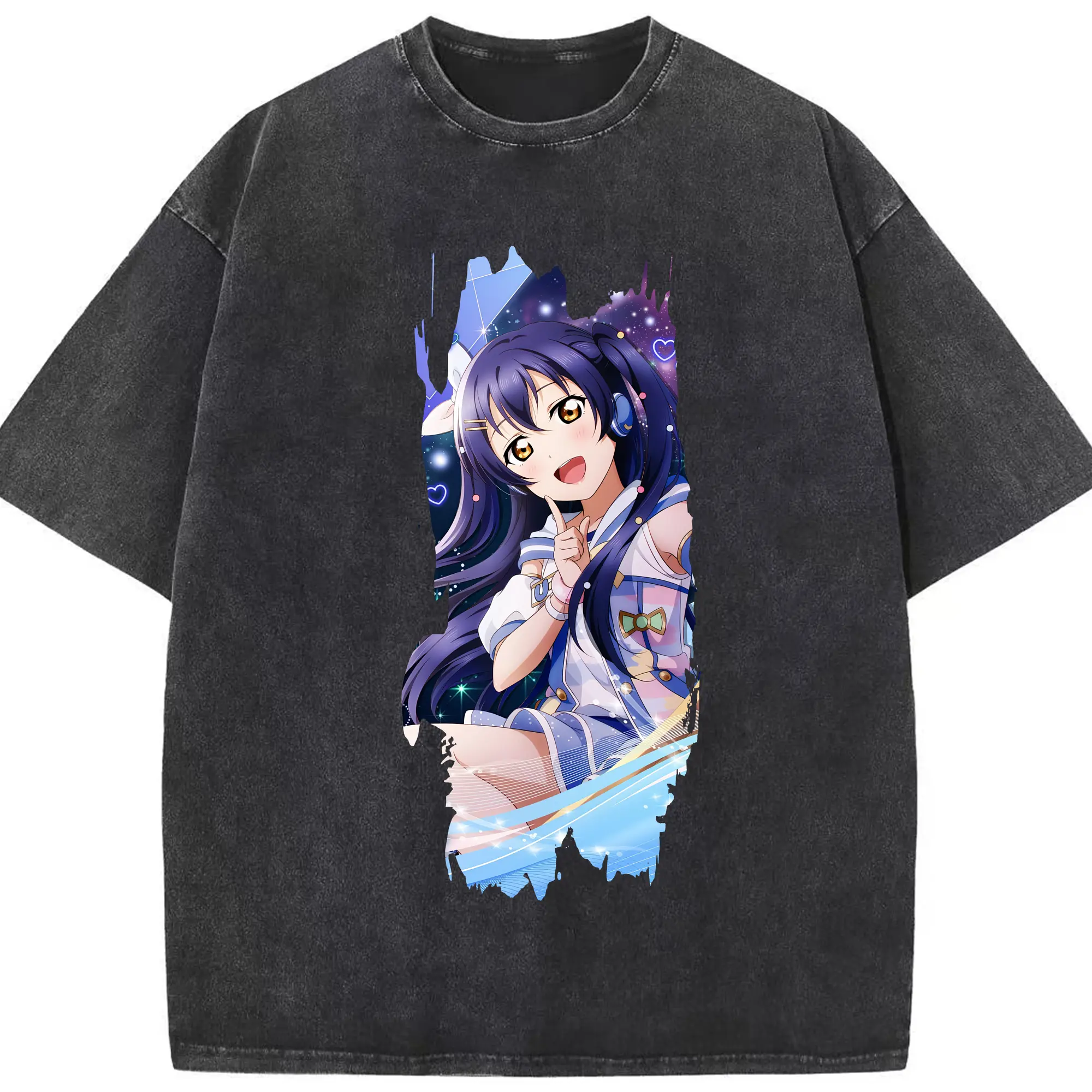 Love Live! グッズ,園田海未 - 綿100％ ヴィンテージ風 半袖Tシャツ ・ フロントプリント ・ 柔らか肌触り ・ 通気性 快適 ・ スポーツ カジュアル 外出用