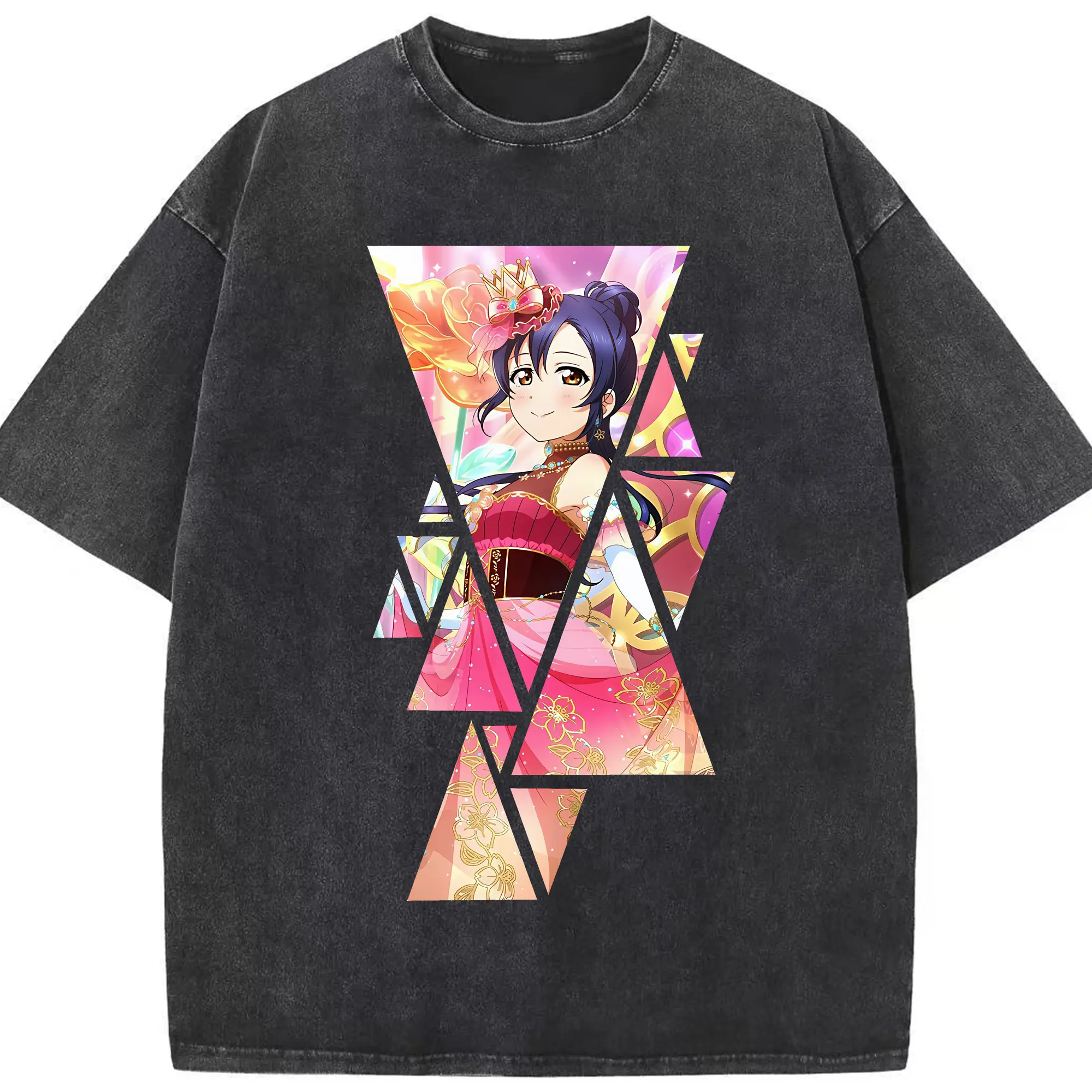 Love Live! グッズ,園田海未 - 綿100％ ヴィンテージ風 半袖Tシャツ ・ フロントプリント ・ 柔らか肌触り ・ 通気性 快適 ・ スポーツ カジュアル 外出用