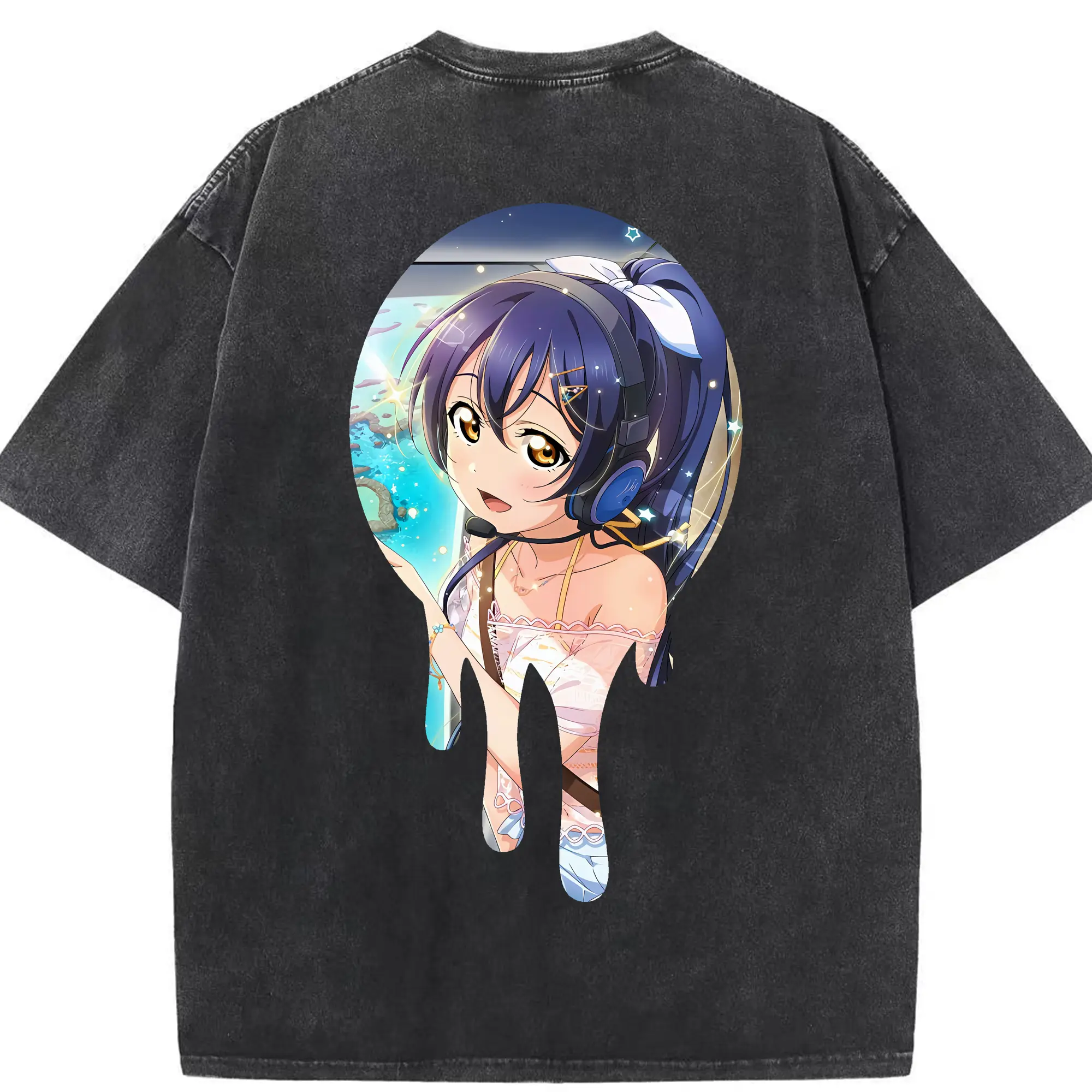 Love Live! グッズ,園田海未 - 綿100％ ヴィンテージ風 半袖Tシャツ ・ 背面プリント ・ 柔らか肌触り ・ 通気性 快適 ・ スポーツ カジュアル 外出用