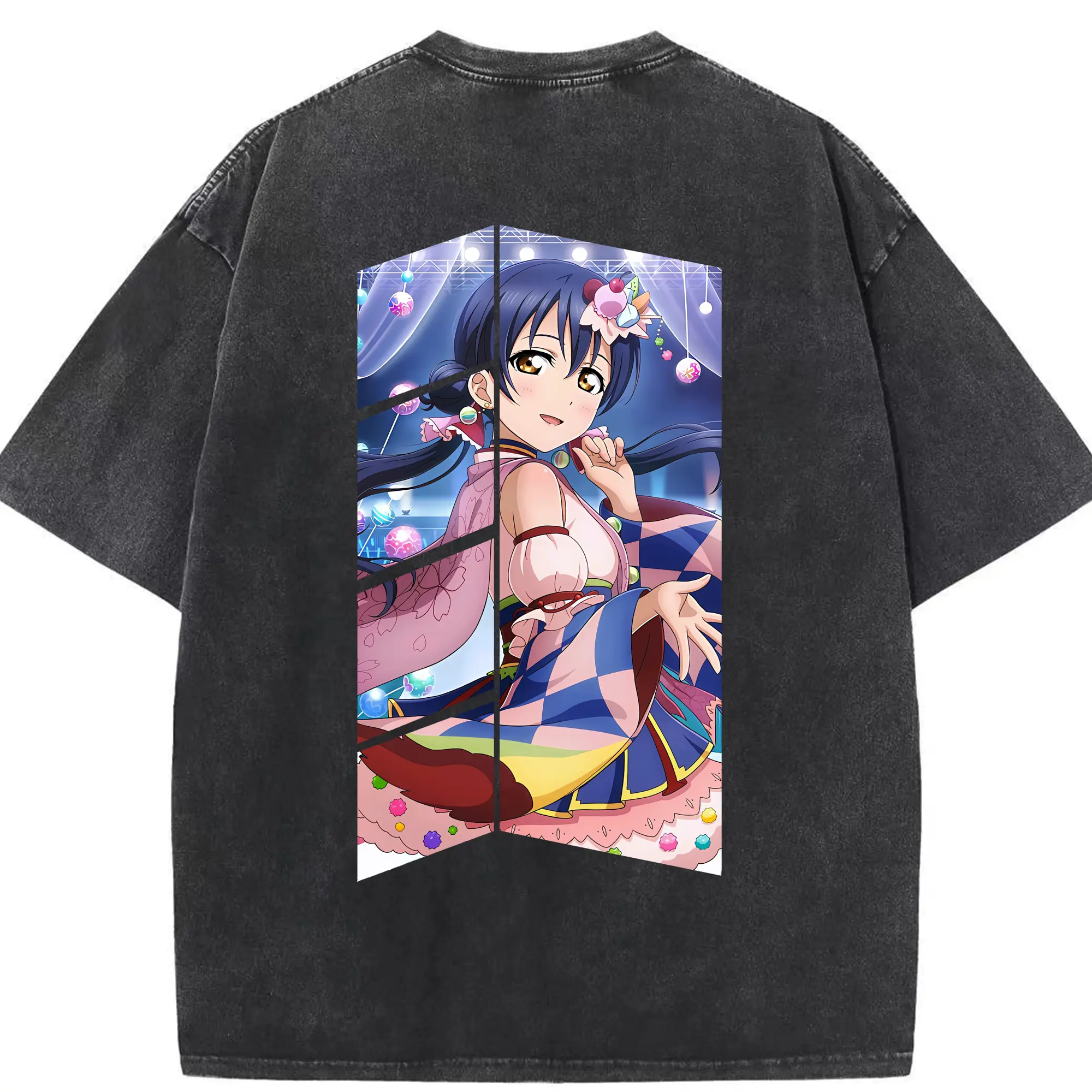 Love Live! グッズ,園田海未 - 綿100％ ヴィンテージ風 半袖Tシャツ ・ 背面プリント ・ 柔らか肌触り ・ 通気性 快適 ・ スポーツ カジュアル 外出用