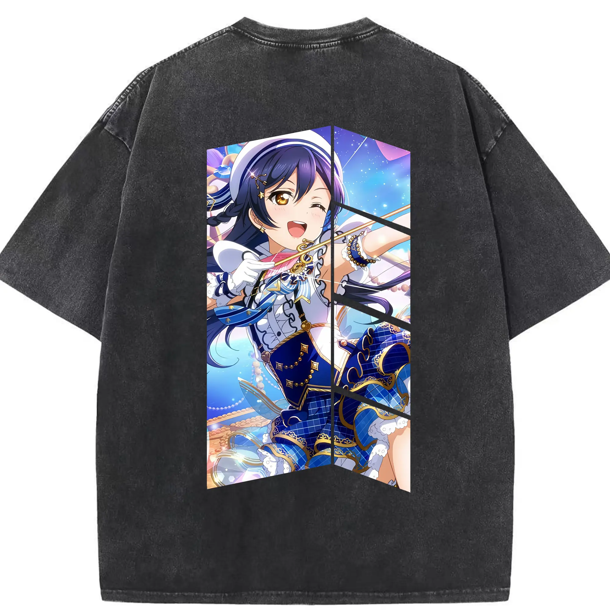 Love Live! グッズ,園田海未 - 綿100％ ヴィンテージ風 半袖Tシャツ ・ 背面プリント ・ 柔らか肌触り ・ 通気性 快適 ・ スポーツ カジュアル 外出用
