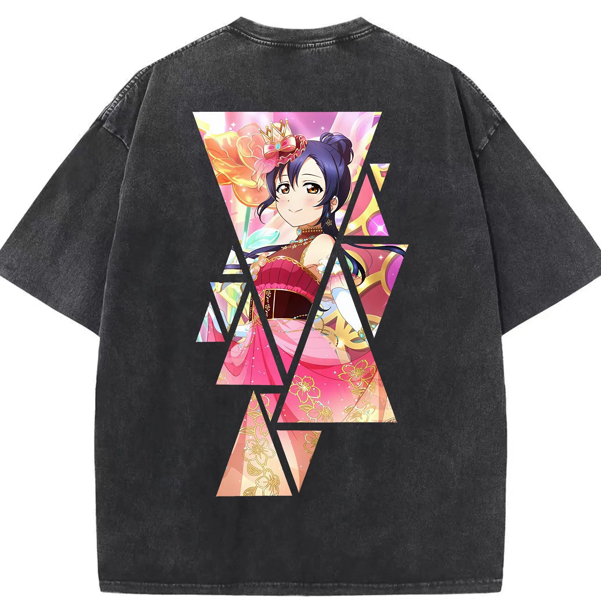 Love Live! グッズ,園田海未 - 綿100％ ヴィンテージ風 半袖Tシャツ ・ 背面プリント ・ 柔らか肌触り ・ 通気性 快適 ・ スポーツ カジュアル 外出用