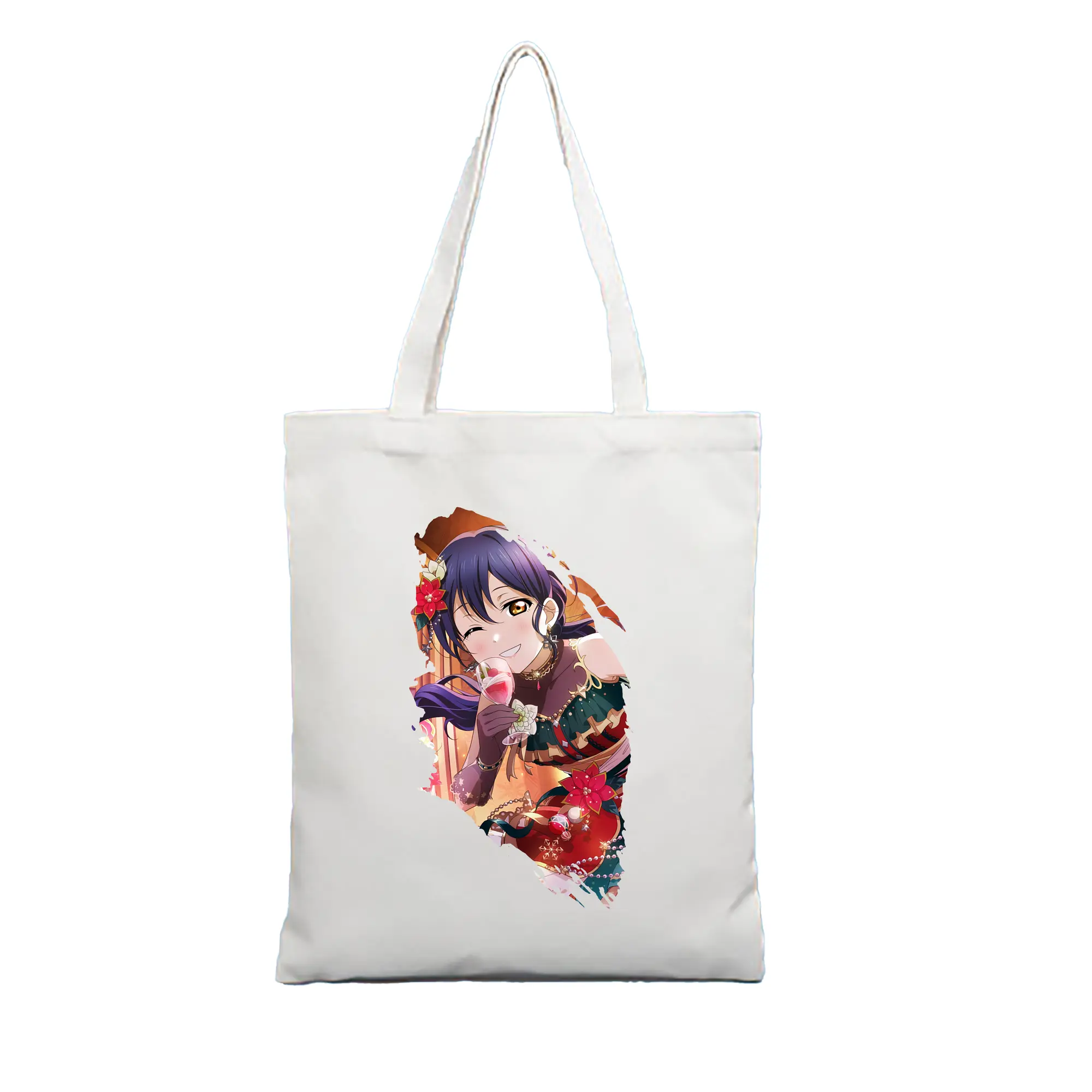 Love Live! グッズ,園田海未 - 縦型キャンバス手提げバッグ（トートバッグ） ・ キャンバス素材 ・ ショッピング用 ・ 軽量 丈夫 お手入れ簡単