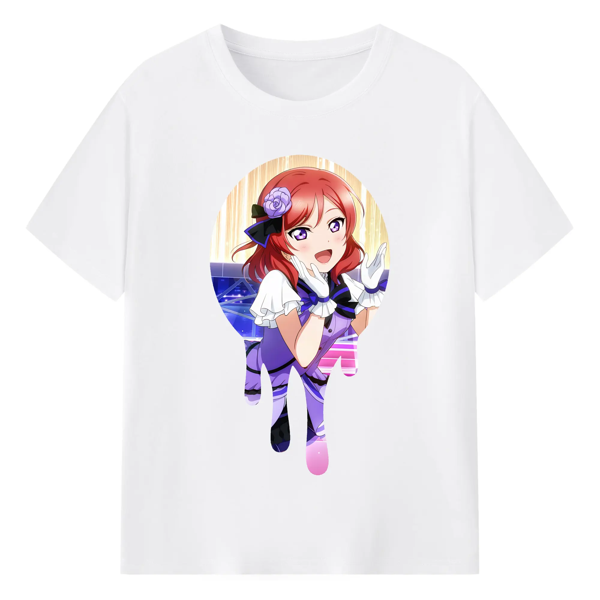 Love Live! グッズ,西木野真姫 - 綿100％ 半袖Tシャツ ・ フロントプリント ・ 快適 通気性 ・ 日常使い 散歩 スポーツ用