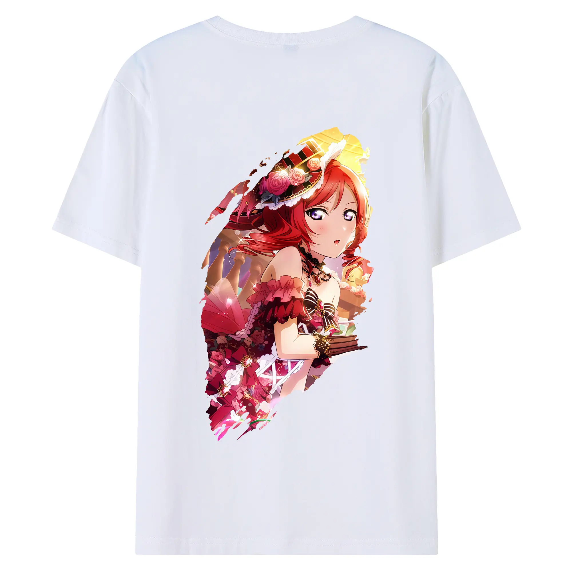 Love Live! グッズ,西木野真姫 - 綿100％ 半袖Tシャツ ・ バックプリント ・ 快適 通気性 ・ 日常使い 散歩 スポーツ用