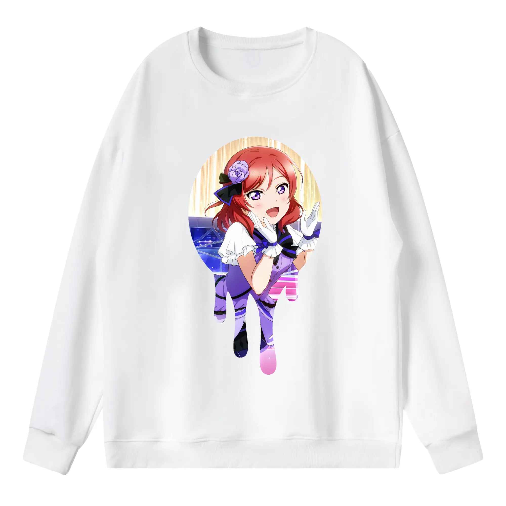 Love Live! グッズ,西木野真姫 - 薄手 クルーネック スウェット 裏毛260g · ポリエステル 春秋向け カジュアル 男女兼用 · トレーナー デイリー スポーツ 散歩に最適