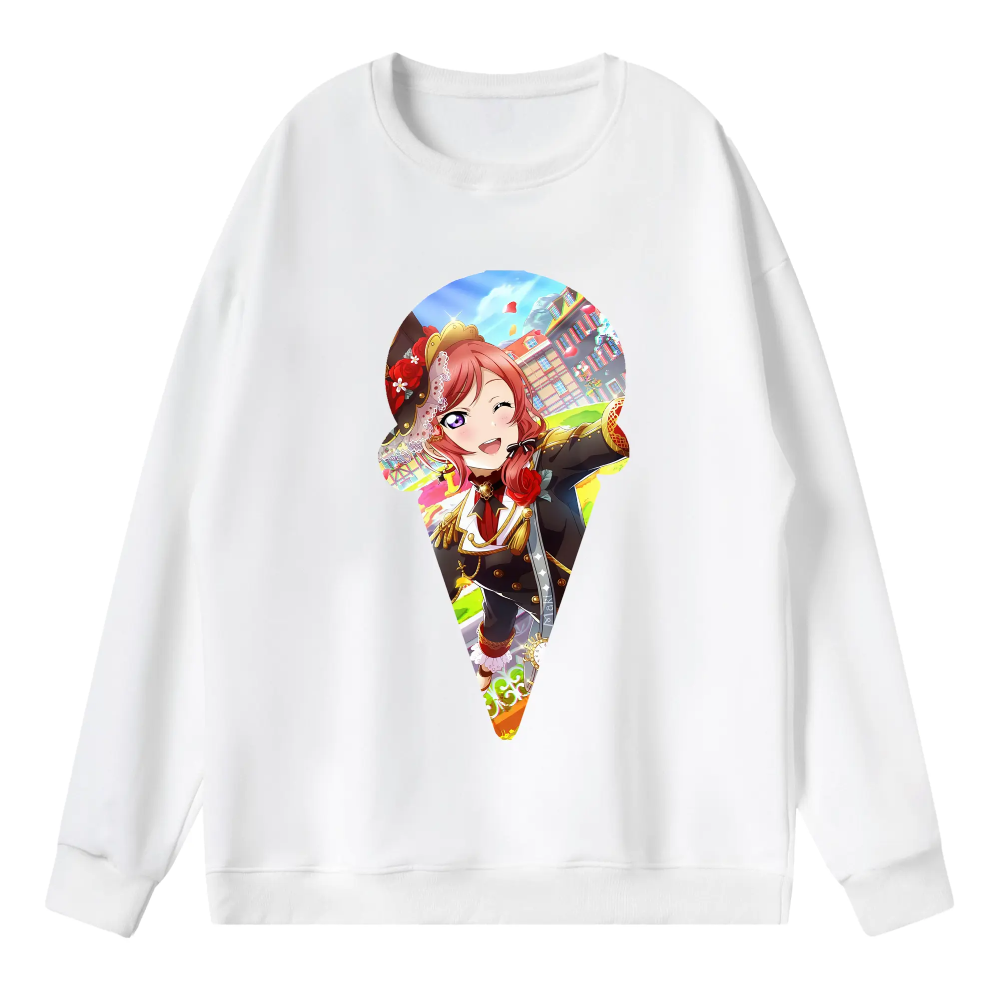 Love Live! グッズ,西木野真姫 - 薄手 クルーネック スウェット 裏毛260g · ポリエステル 春秋向け カジュアル 男女兼用 · トレーナー デイリー スポーツ 散歩に最適