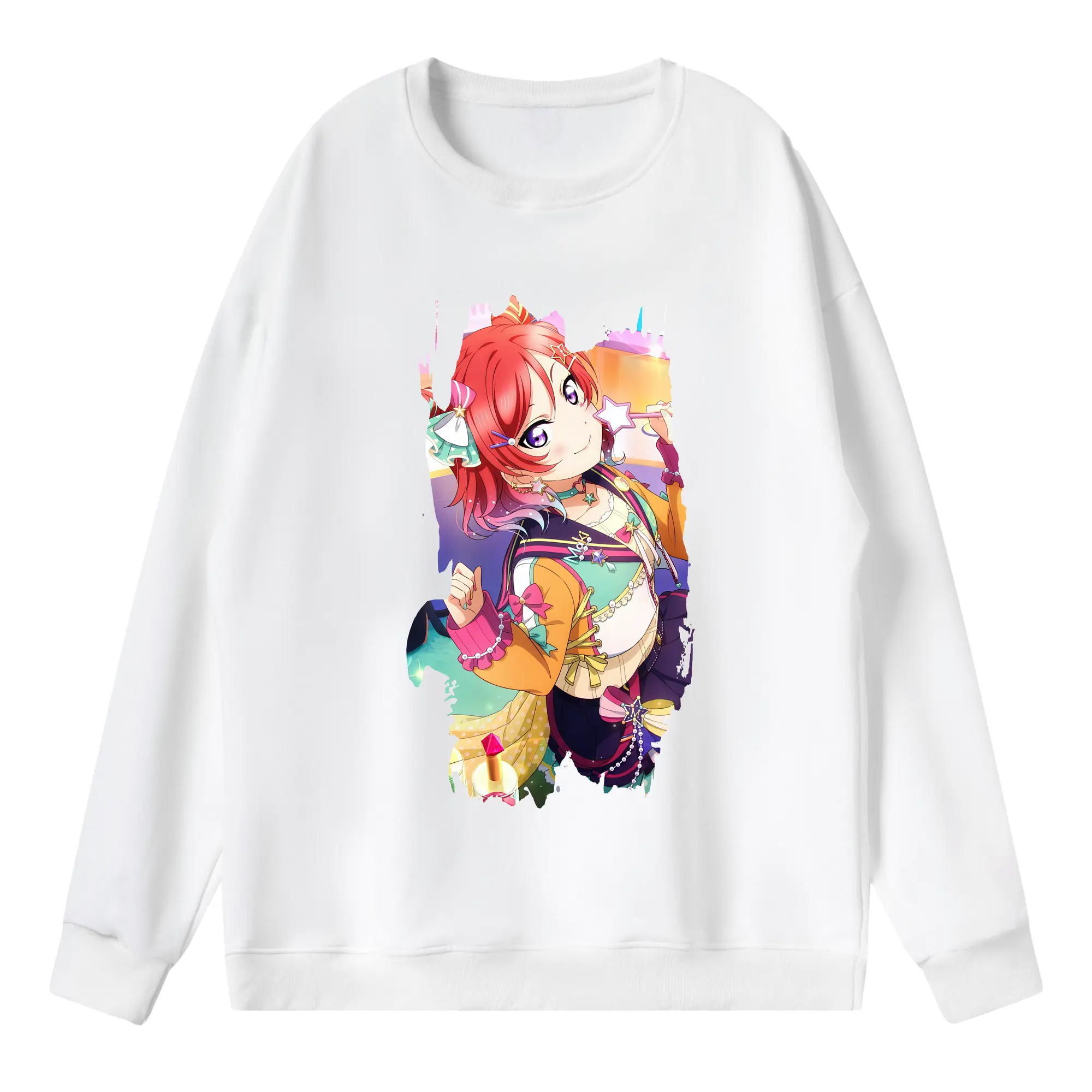 Love Live! グッズ,西木野真姫 - 薄手 クルーネック スウェット 裏毛260g · ポリエステル 春秋向け カジュアル 男女兼用 · トレーナー デイリー スポーツ 散歩に最適