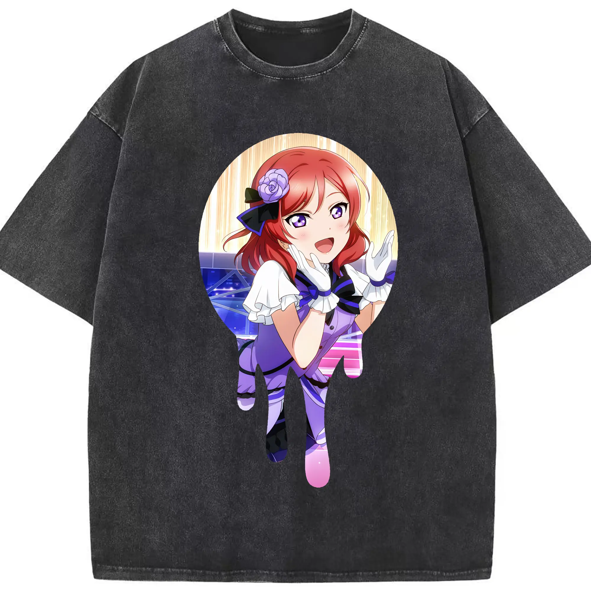 Love Live! グッズ,西木野真姫 - 綿100％ ヴィンテージ風 半袖Tシャツ ・ フロントプリント ・ 柔らか肌触り ・ 通気性 快適 ・ スポーツ カジュアル 外出用