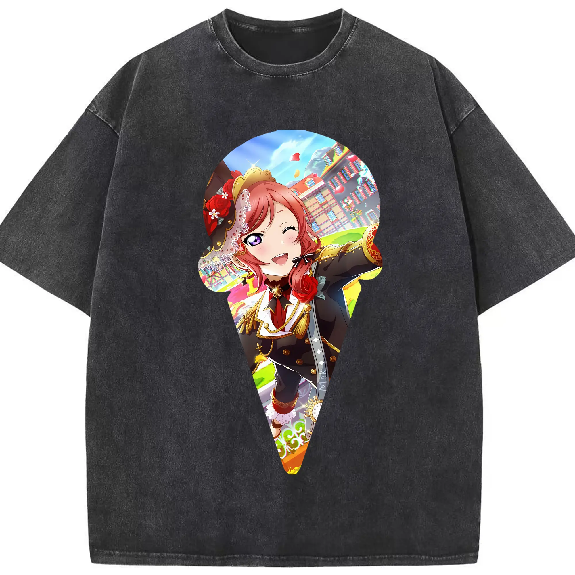Love Live! グッズ,西木野真姫 - 綿100％ ヴィンテージ風 半袖Tシャツ ・ フロントプリント ・ 柔らか肌触り ・ 通気性 快適 ・ スポーツ カジュアル 外出用