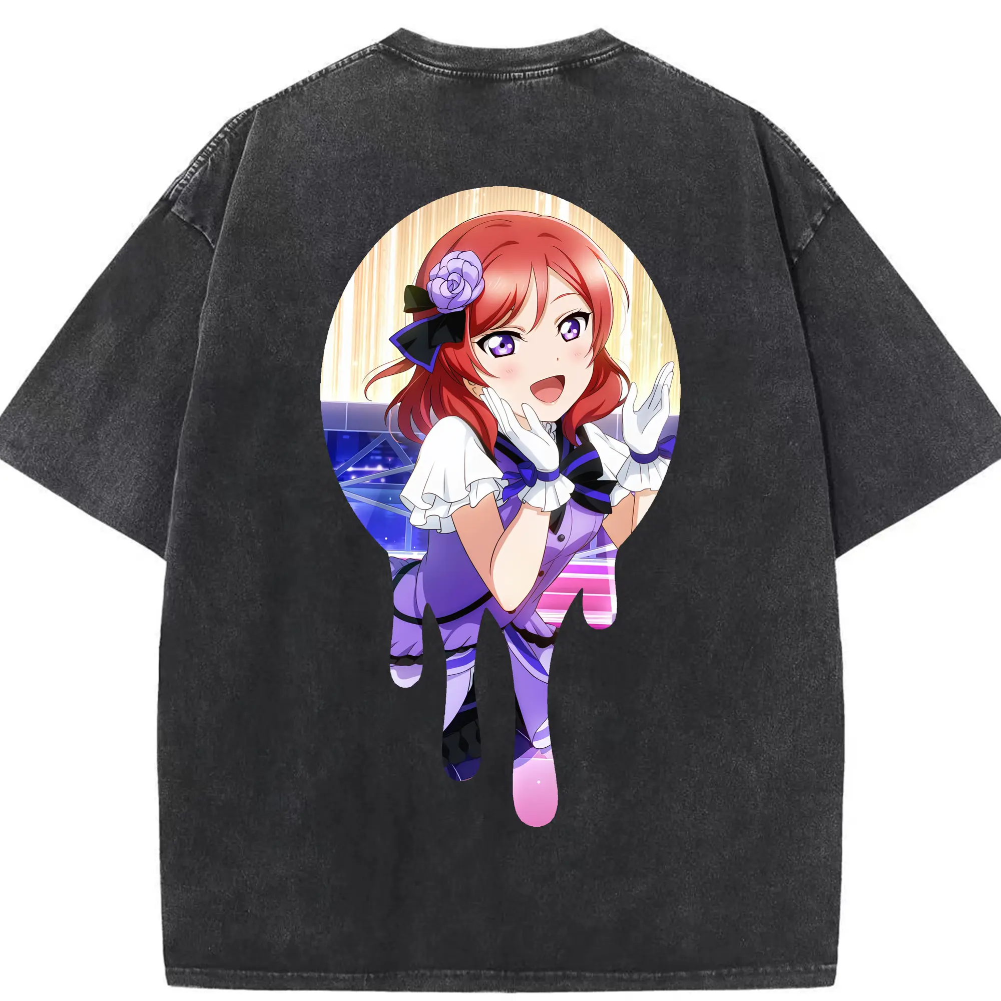 Love Live! グッズ,西木野真姫 - 綿100％ ヴィンテージ風 半袖Tシャツ ・ 背面プリント ・ 柔らか肌触り ・ 通気性 快適 ・ スポーツ カジュアル 外出用