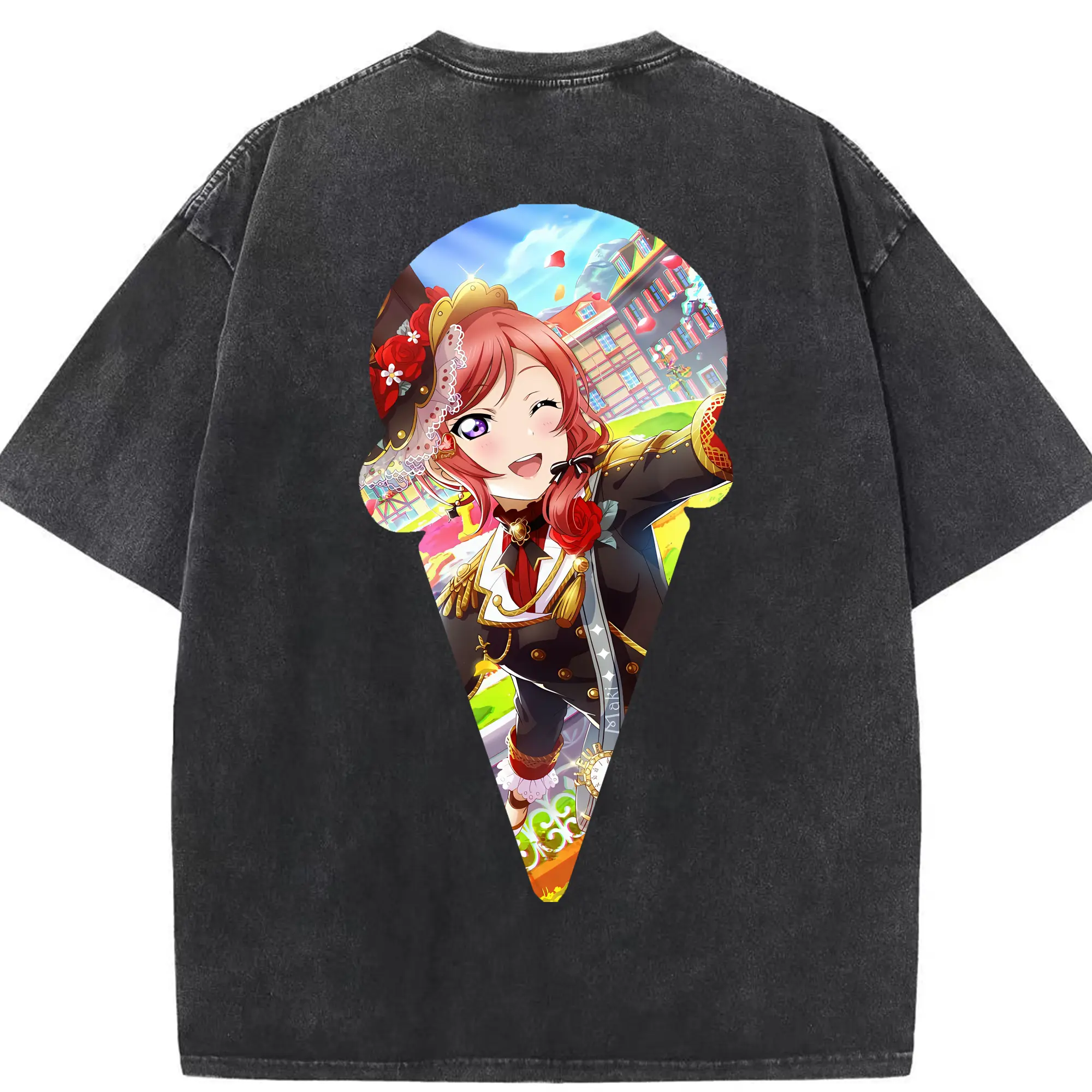 Love Live! グッズ,西木野真姫 - 綿100％ ヴィンテージ風 半袖Tシャツ ・ 背面プリント ・ 柔らか肌触り ・ 通気性 快適 ・ スポーツ カジュアル 外出用