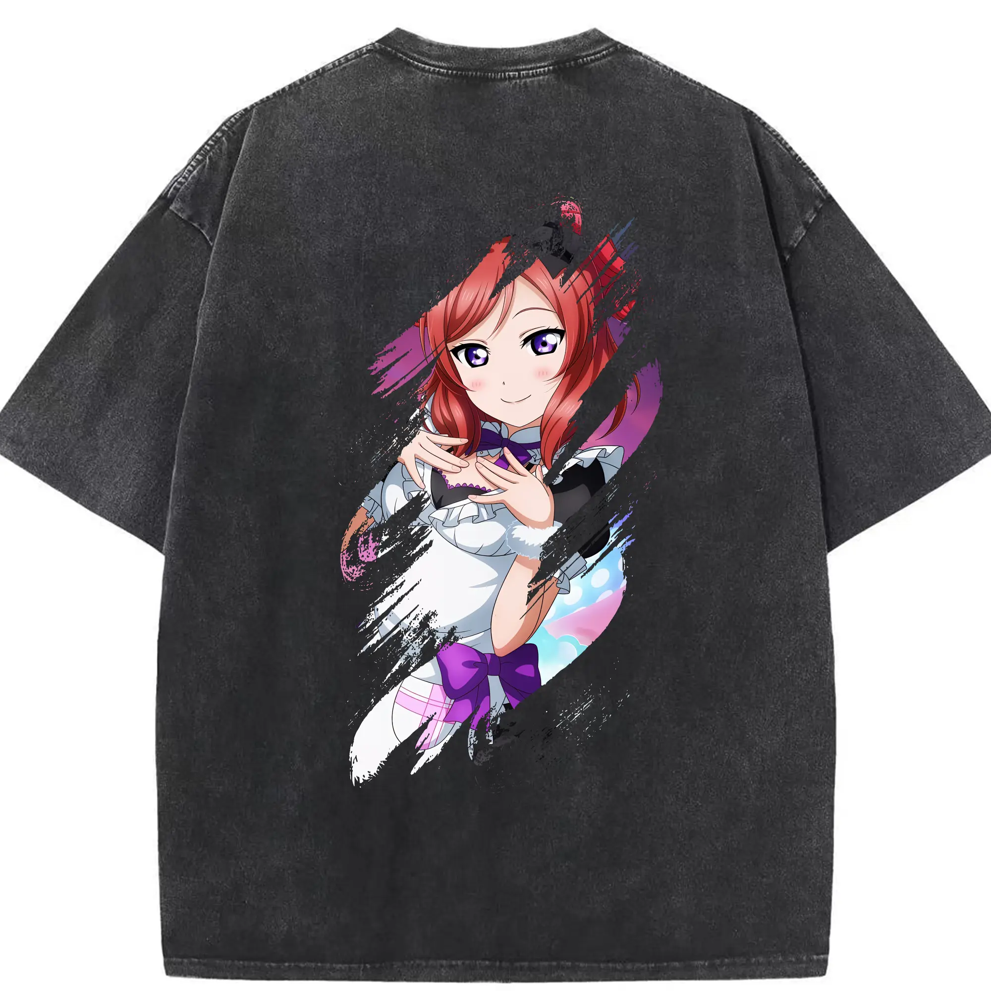 Love Live! グッズ,西木野真姫 - 綿100％ ヴィンテージ風 半袖Tシャツ ・ 背面プリント ・ 柔らか肌触り ・ 通気性 快適 ・ スポーツ カジュアル 外出用