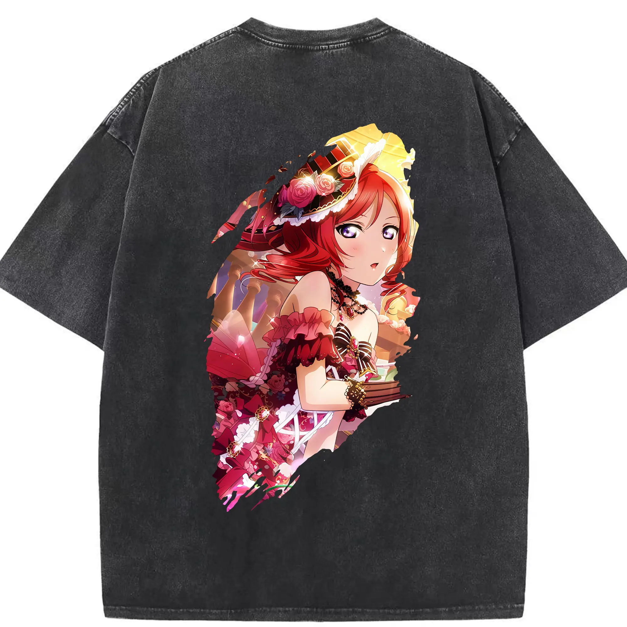 Love Live! グッズ,西木野真姫 - 綿100％ ヴィンテージ風 半袖Tシャツ ・ 背面プリント ・ 柔らか肌触り ・ 通気性 快適 ・ スポーツ カジュアル 外出用