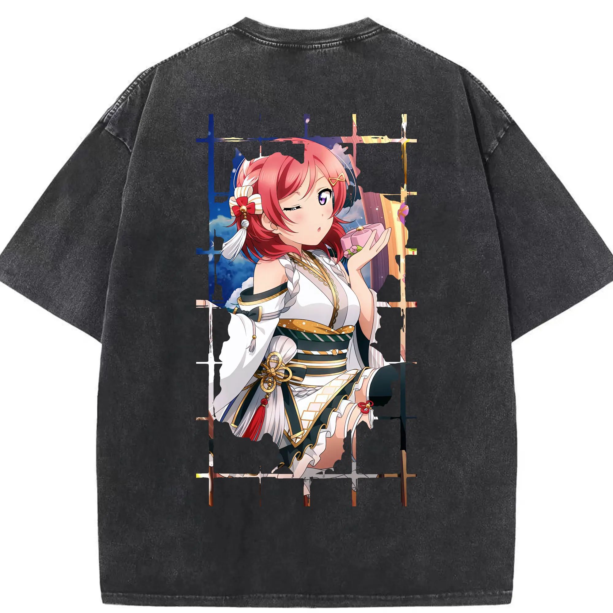Love Live! グッズ,西木野真姫 - 綿100％ ヴィンテージ風 半袖Tシャツ ・ 背面プリント ・ 柔らか肌触り ・ 通気性 快適 ・ スポーツ カジュアル 外出用