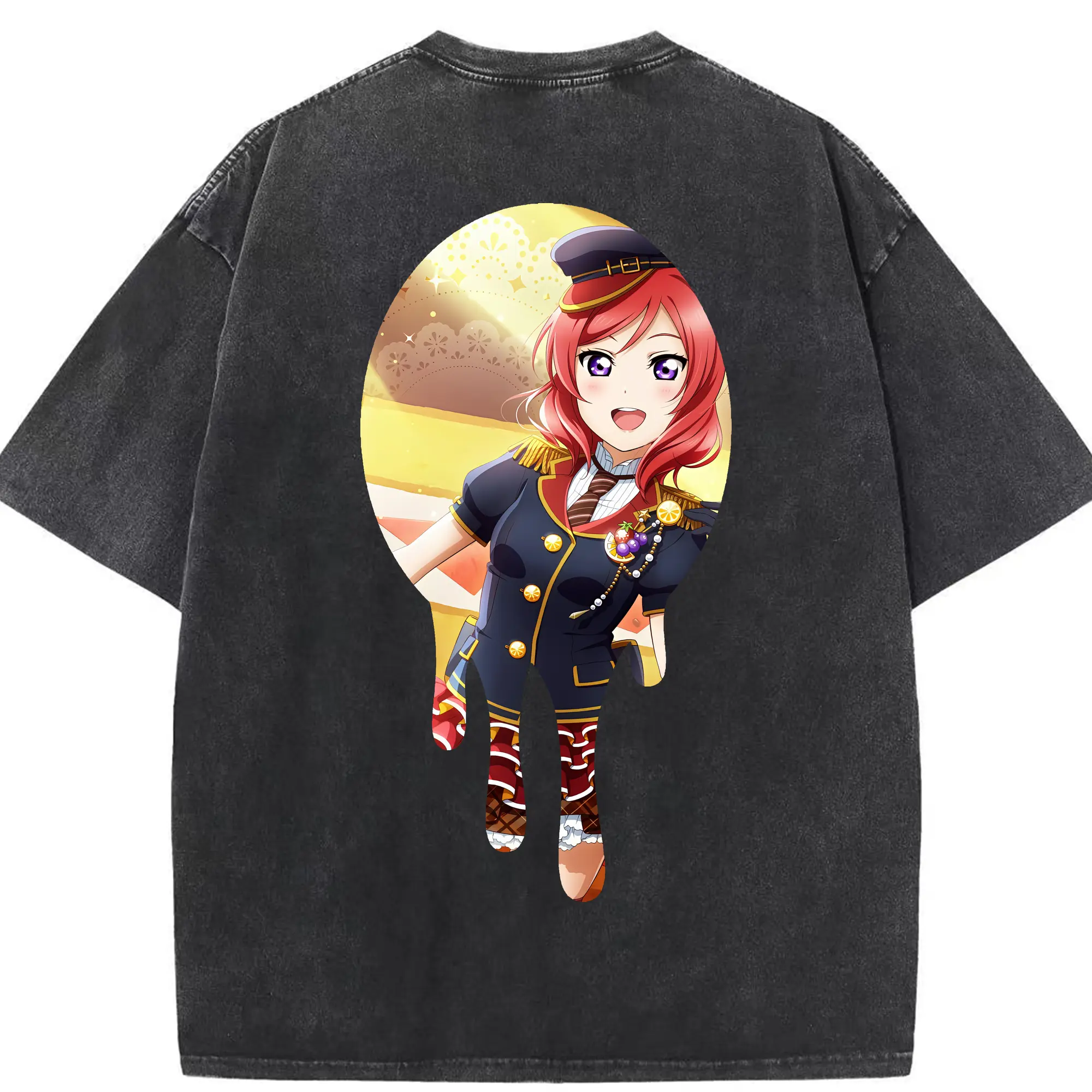 Love Live! グッズ,西木野真姫 - 綿100％ ヴィンテージ風 半袖Tシャツ ・ 背面プリント ・ 柔らか肌触り ・ 通気性 快適 ・ スポーツ カジュアル 外出用