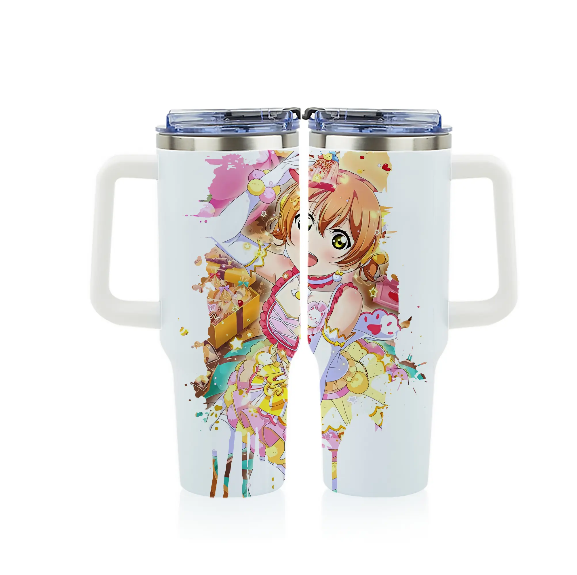 Love Live! グッズ,星空凛 - 1200mL フルプリント車用タンブラー ・ 304ステンレス 内側 ・ 201ステンレス 外側 ・ 保温 保冷 ・ 通勤 ドライブ アウトドア用