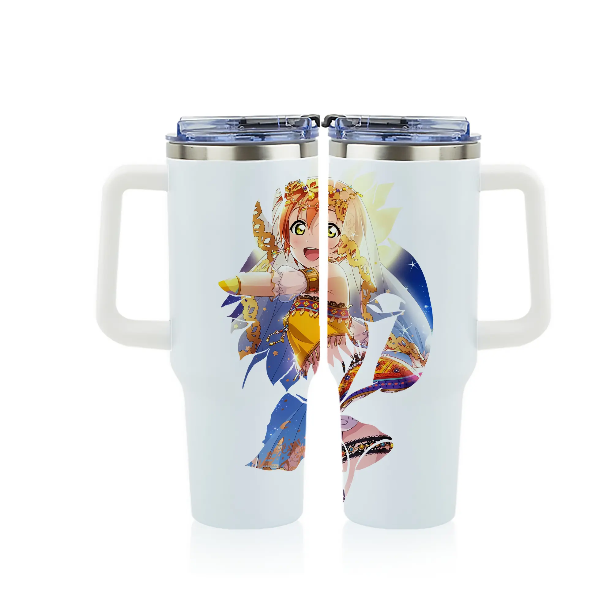 Love Live! グッズ,星空凛 - 1200mL フルプリント車用タンブラー ・ 304ステンレス 内側 ・ 201ステンレス 外側 ・ 保温 保冷 ・ 通勤 ドライブ アウトドア用