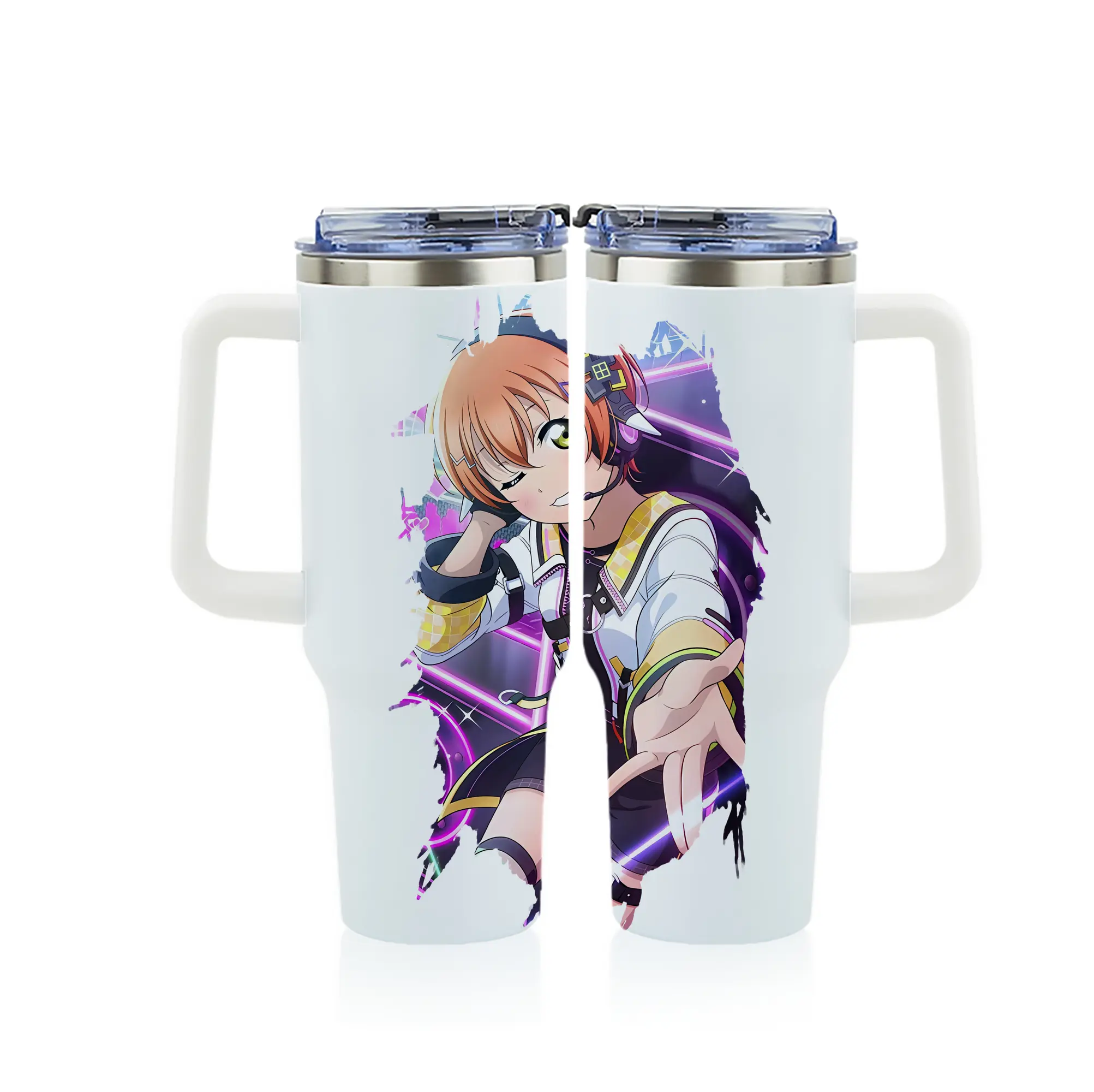 Love Live! グッズ,星空凛 - 1200mL フルプリント車用タンブラー ・ 304ステンレス 内側 ・ 201ステンレス 外側 ・ 保温 保冷 ・ 通勤 ドライブ アウトドア用