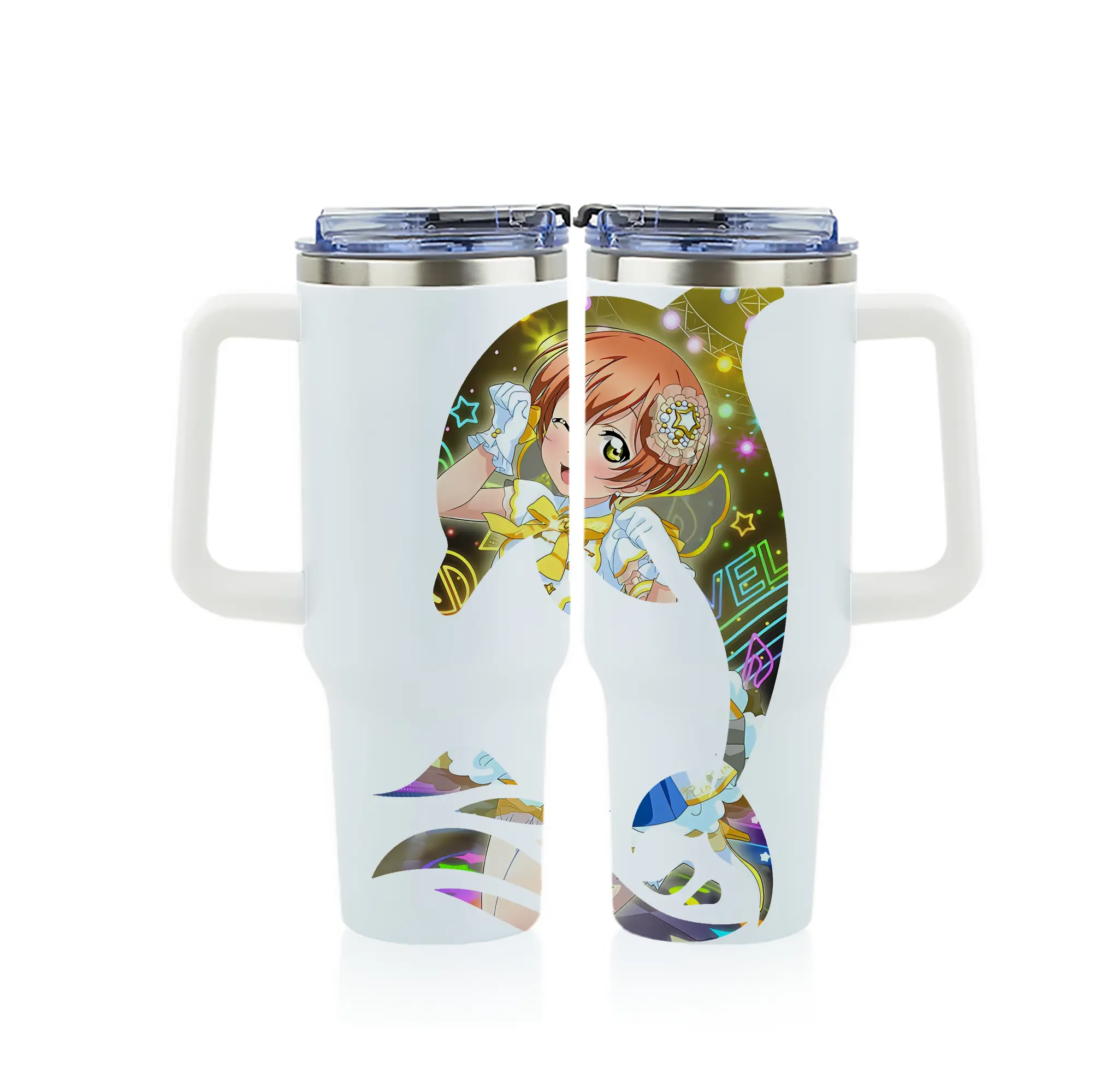 Love Live! グッズ,星空凛 - 1200mL フルプリント車用タンブラー ・ 304ステンレス 内側 ・ 201ステンレス 外側 ・ 保温 保冷 ・ 通勤 ドライブ アウトドア用