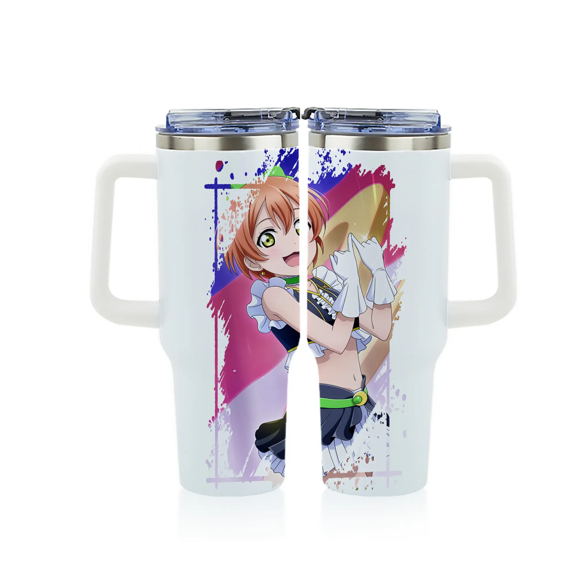 Love Live! グッズ,星空凛 - 1200mL フルプリント車用タンブラー ・ 304ステンレス 内側 ・ 201ステンレス 外側 ・ 保温 保冷 ・ 通勤 ドライブ アウトドア用
